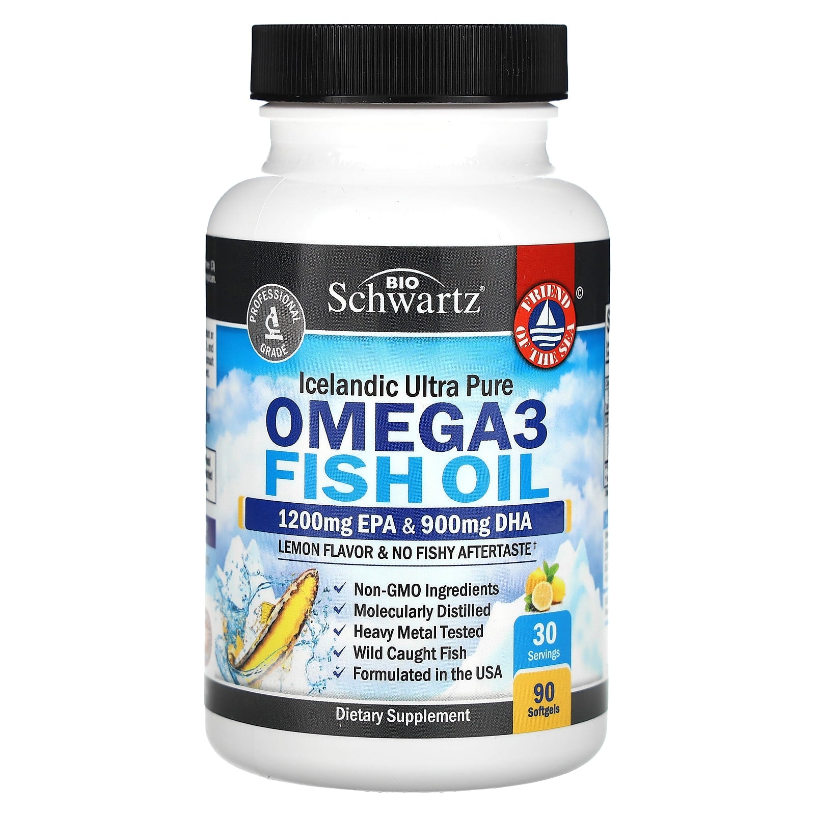 BioSchwartz Omega-3 Fish Oil, 90 Softgels, Lemon Flavor - Image 1