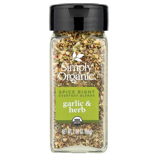 Simply Organic, Spice Right Everyday Blends, Garlic & Herb, 2 oz (56 g) - Image 1