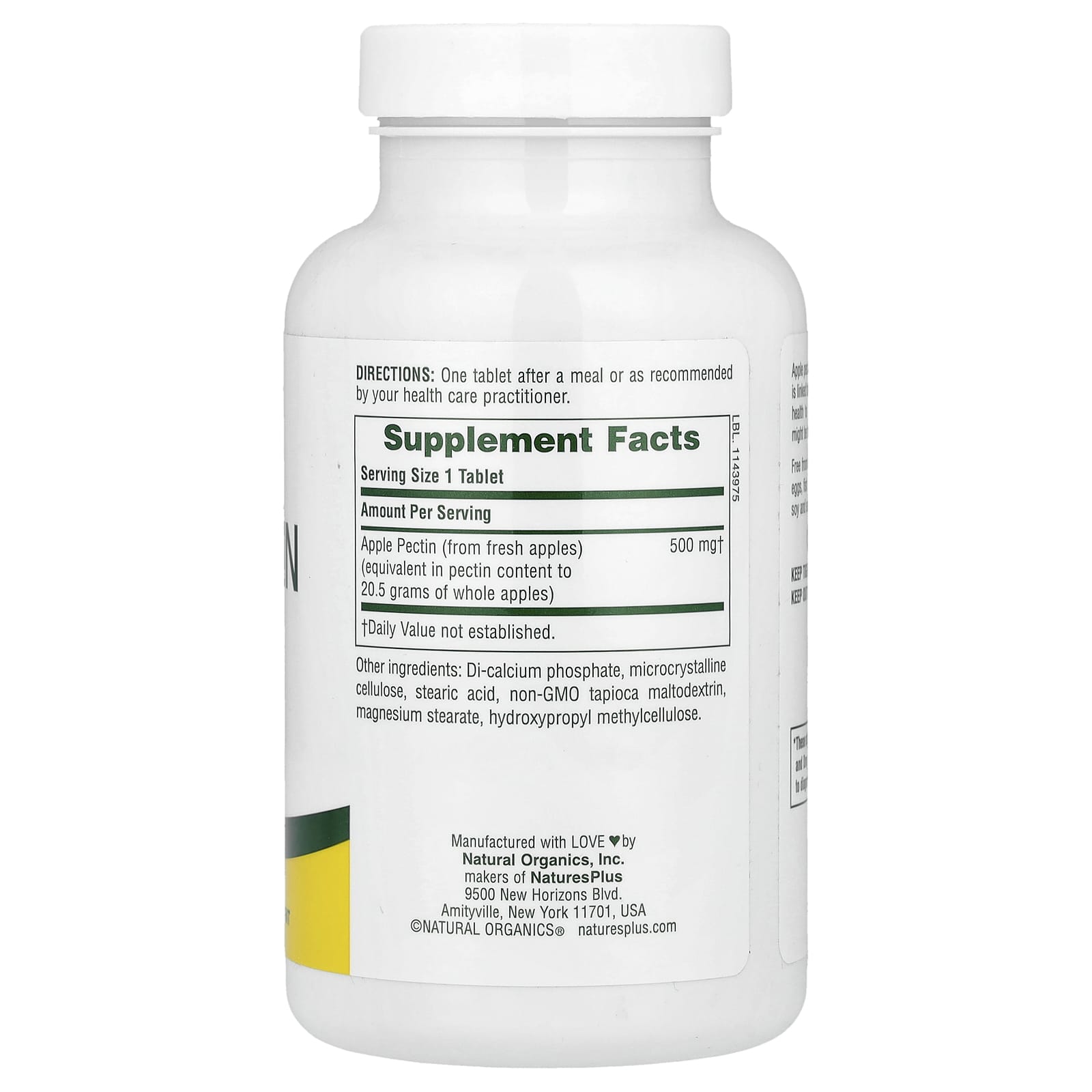 NaturesPlus, Apple Pectin, 500 mg, 180 Tablets - Image 2