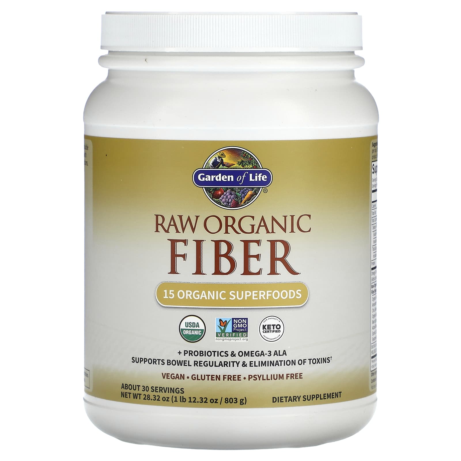 RAW Organic Fiber Powder for Healthy Gut & Bowel by Garden of Life - Image 1