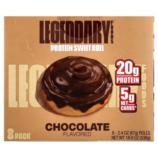 Legendary Foods, Protein Sweet Roll, Chocolate, 8 Pack, 2.4 oz (67 g) Each - Image 1