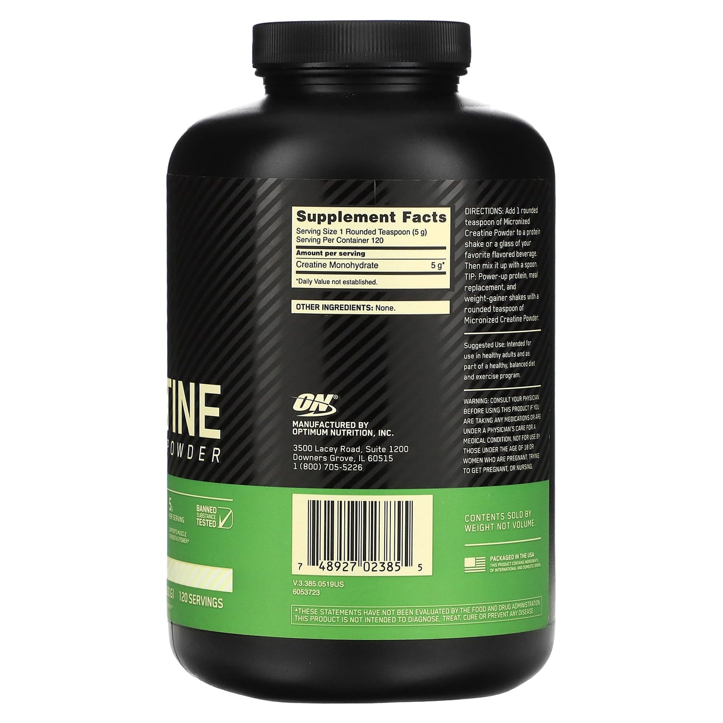 Optimum Nutrition, Micronized Creatine Powder, Unflavored, 1.32 lb (600 g) - Image 2