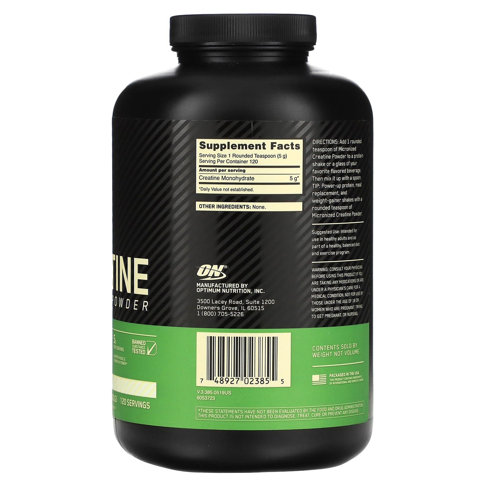Optimum Nutrition, Micronized Creatine Powder, Unflavored, 1.32 lb (600 g) - Image 2