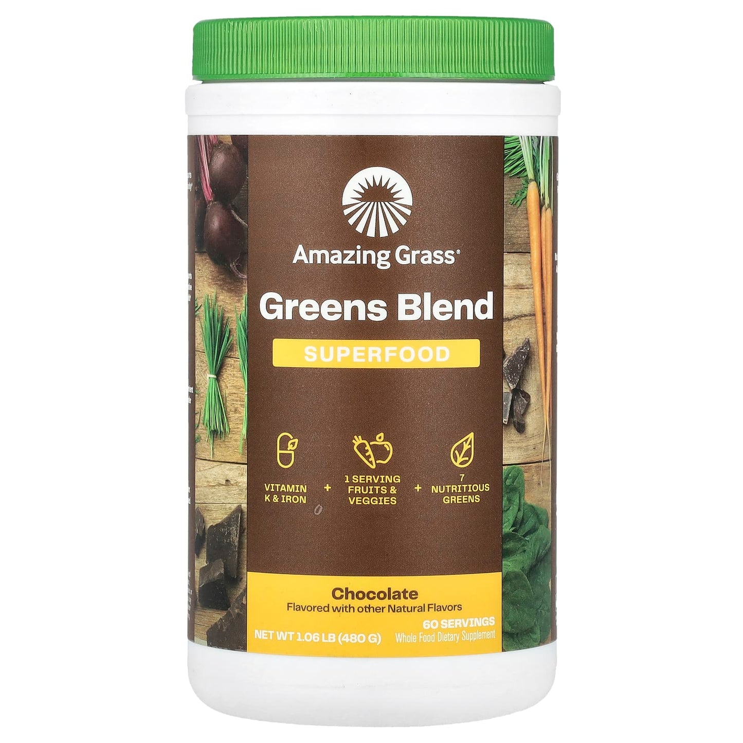 Amazing Grass Greens Blend Superfood Powder, Chocolate Flavor, 1.06 oz - Image 1