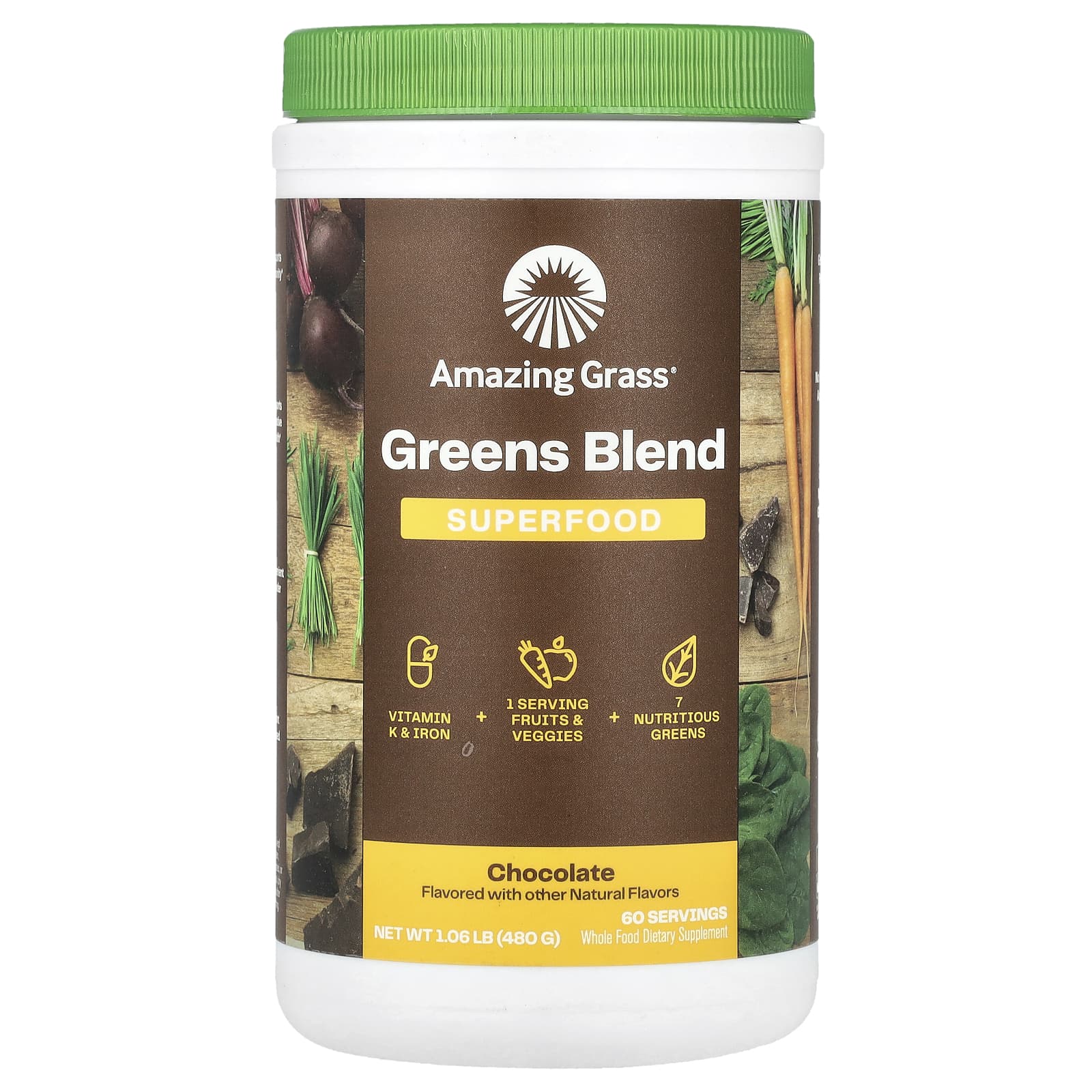 Amazing Grass Greens Blend Superfood Powder, Chocolate Flavor, 1.06 oz - Image 1