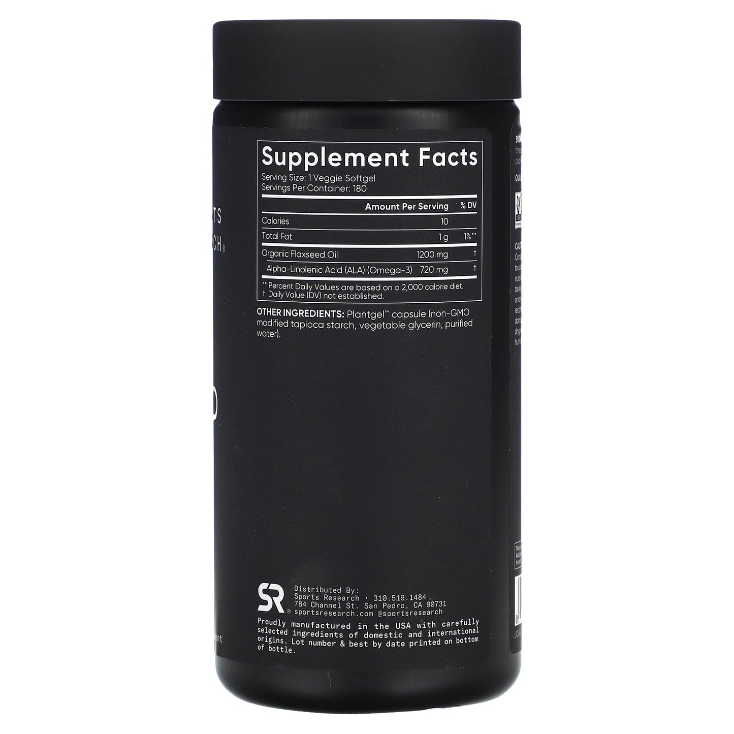 Sports Research, Flaxseed Oil, 1,200 mg, 180 Veggie Softgels - Image 2