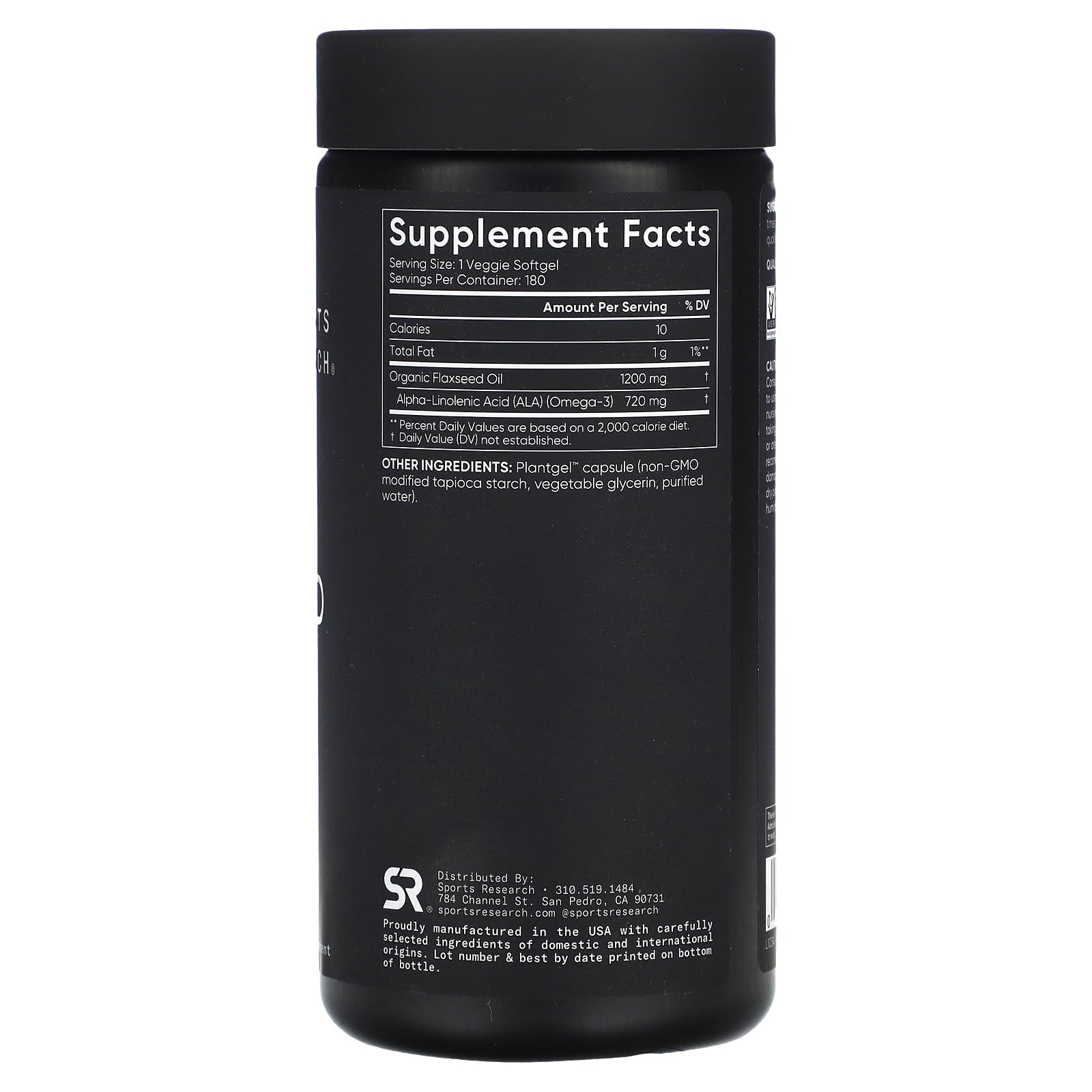 Sports Research, Flaxseed Oil, 1,200 mg, 180 Veggie Softgels - Image 2