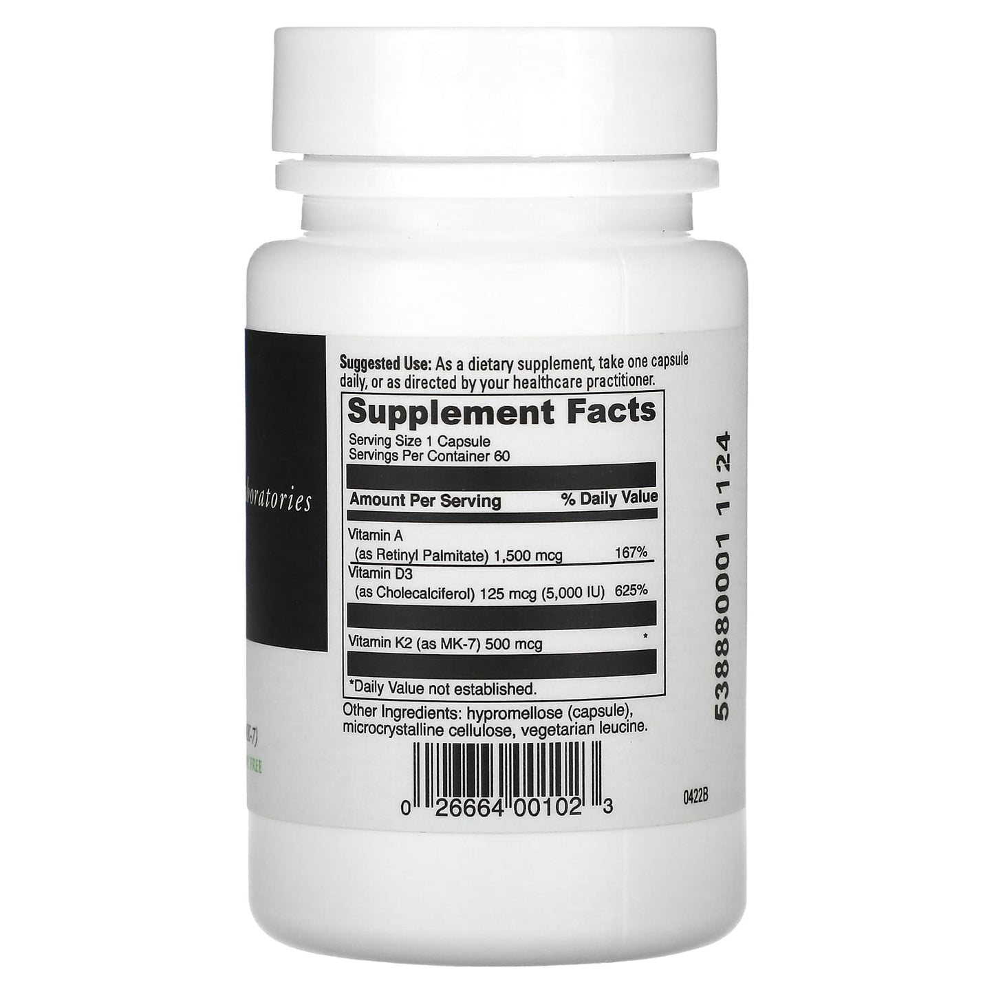 <strong>DaVinci Laboratories A-D-K Supplement - Vegetarian &amp; Gluten Free</strong> - 60 Capsules - Image 2