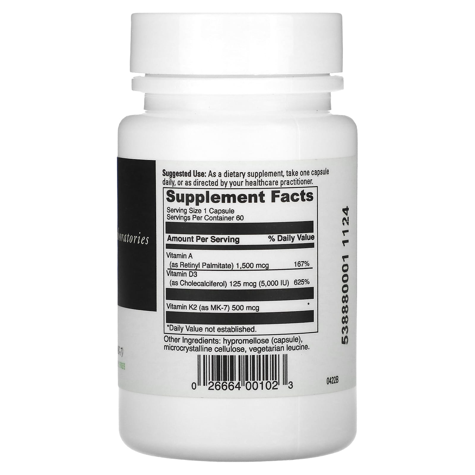 <strong>DaVinci Laboratories A-D-K Supplement - Vegetarian &amp; Gluten Free</strong> - 60 Capsules - Image 2