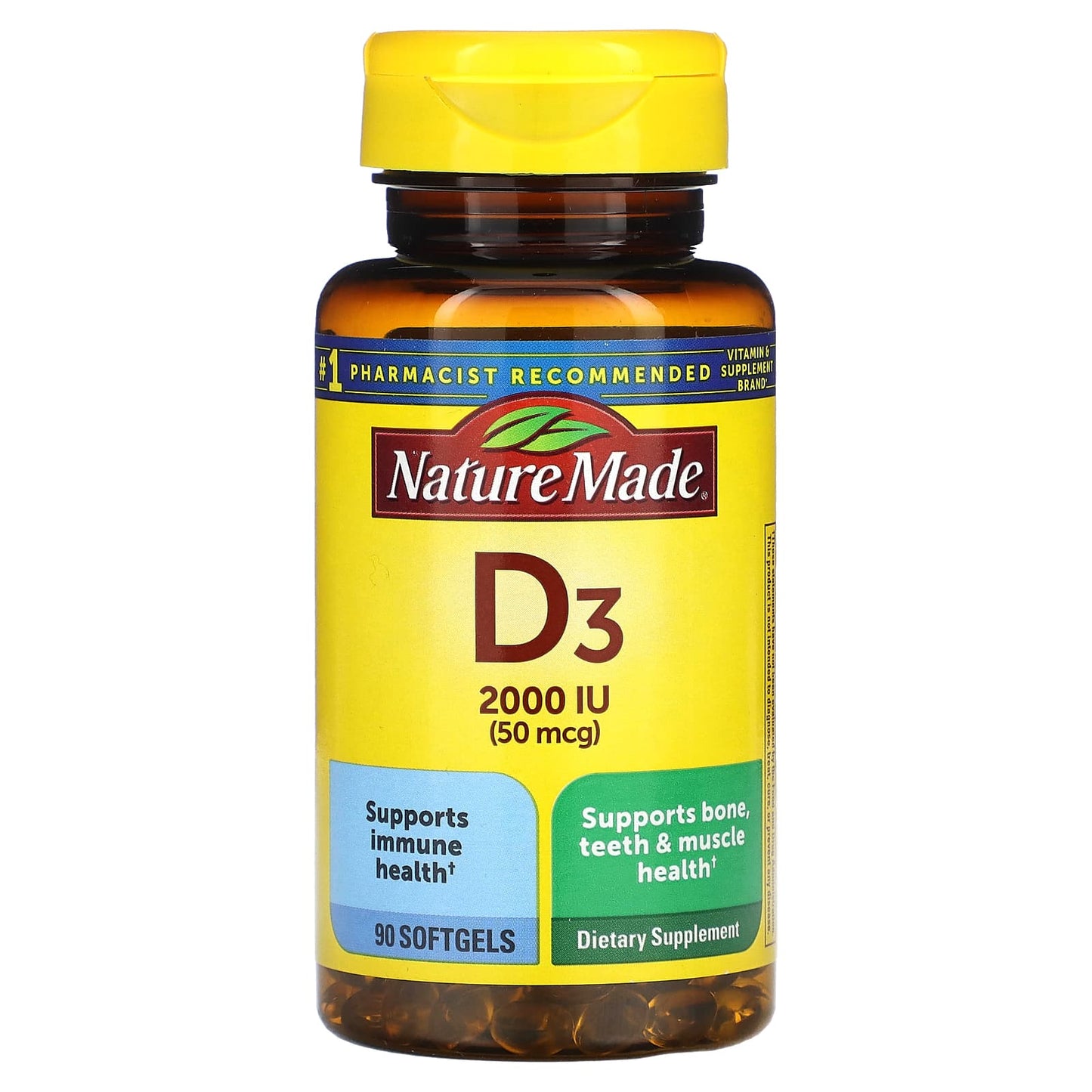 Nature Made, Vitamin D3, 50 mcg (2,000 IU), 90 Softgels - Image 1