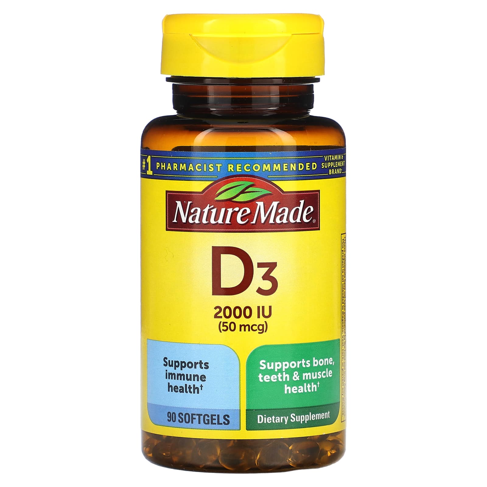 Nature Made, Vitamin D3, 50 mcg (2,000 IU), 90 Softgels - Image 1