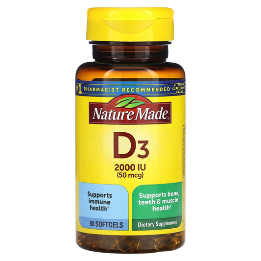 Nature Made, Vitamin D3, 50 mcg (2,000 IU), 90 Softgels - Image 1