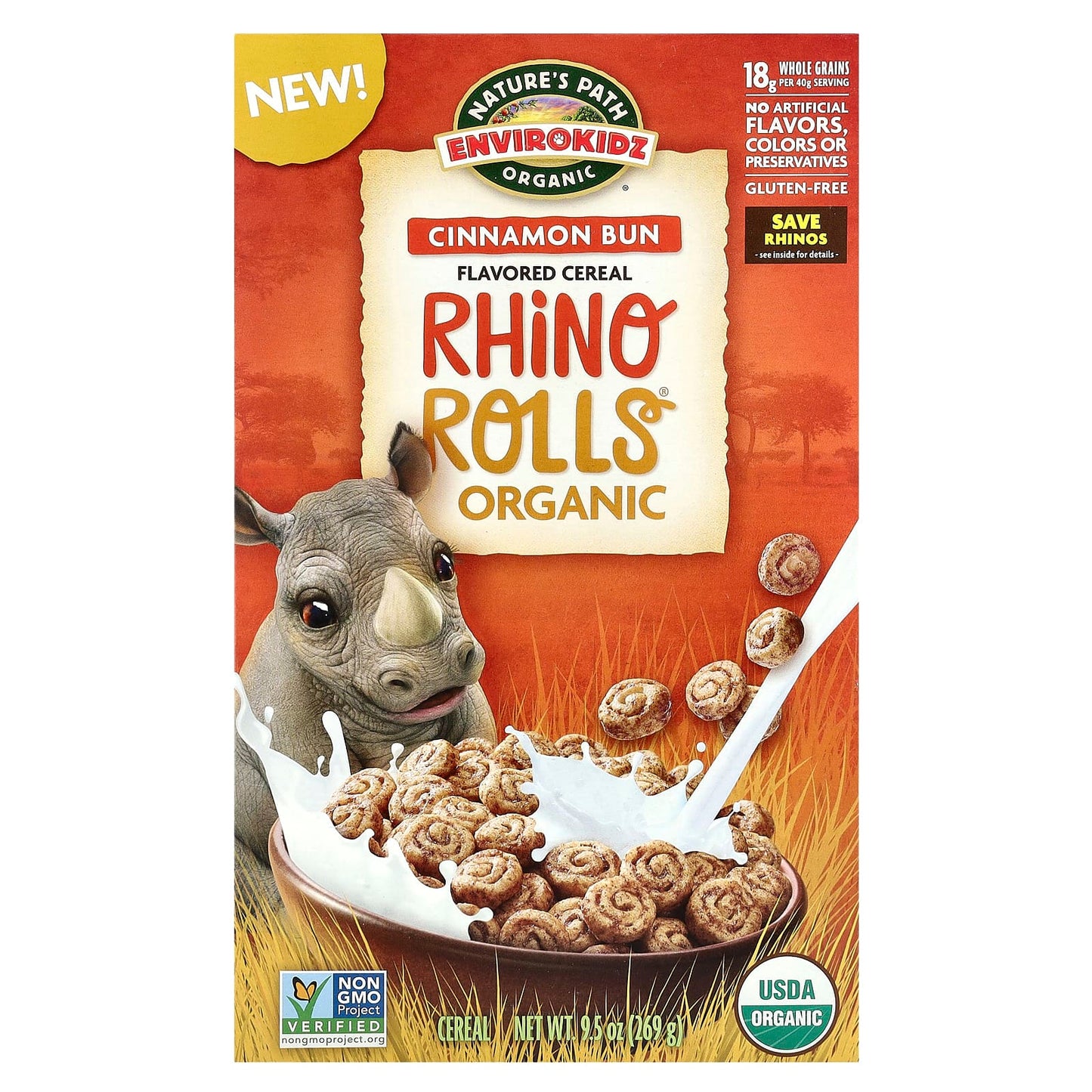 Nature's Path, EnviroKidz, Organic Flavored Cereal, Rhino Rolls®, 9.5 oz (269 g) - Image 1
