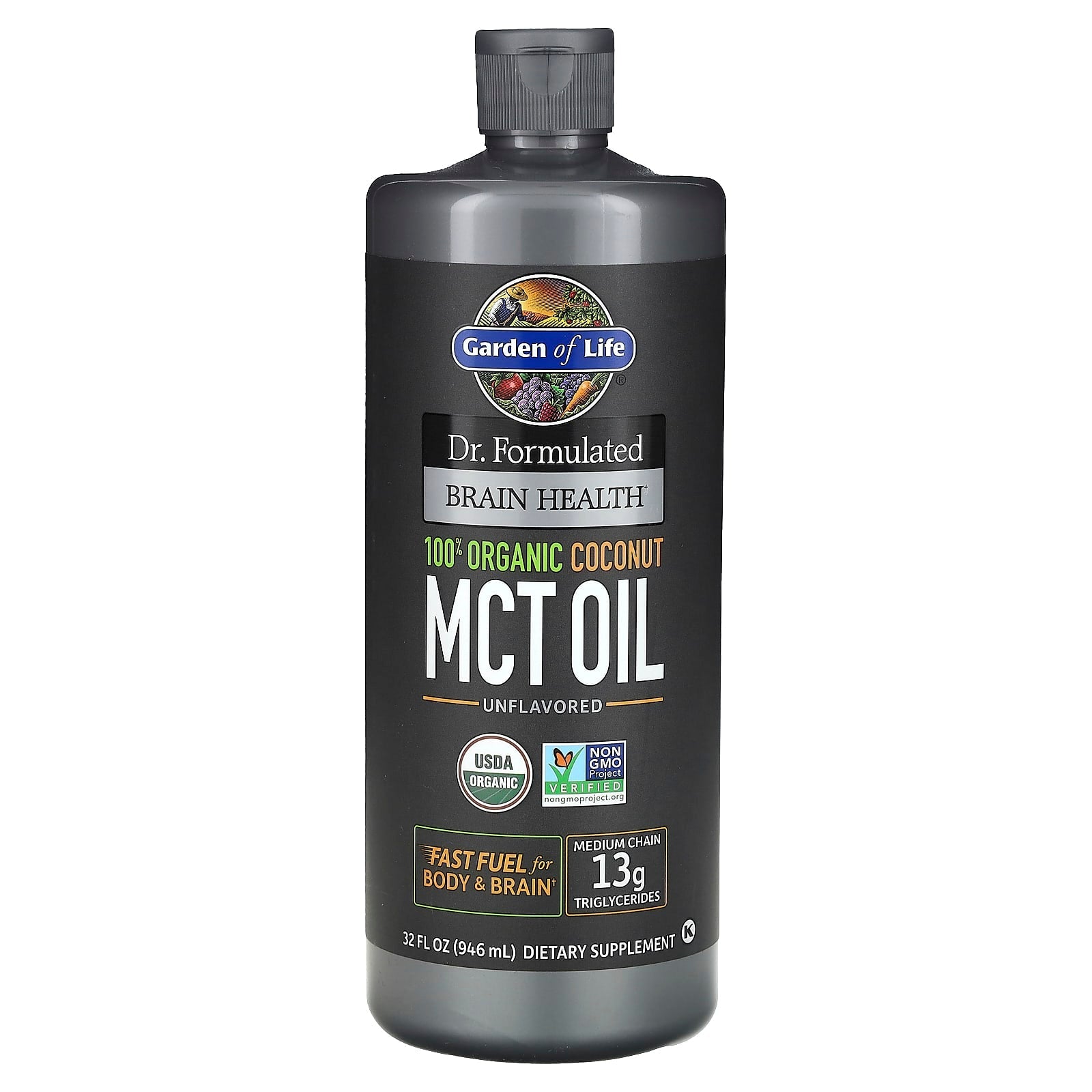Garden of Life Dr. Formulated Brain Health MCT Oil 100% Organic Coconut 13g 32oz - Image 1