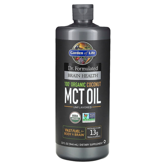 Garden of Life Dr. Formulated Brain Health MCT Oil 100% Organic Coconut 13g 32oz - Image 1