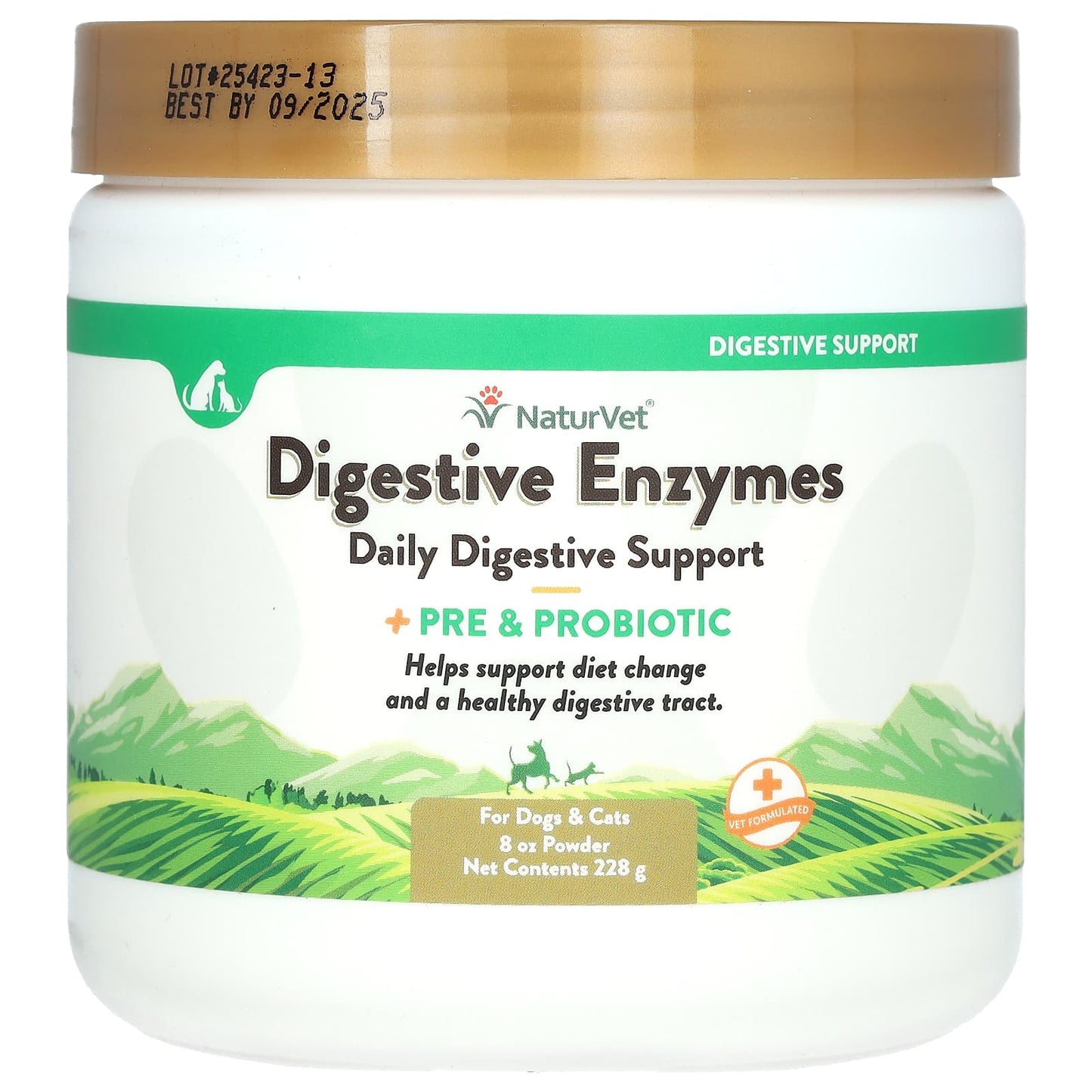 NaturVet, Digestive Enzymes + Pre & Probiotic, For Dogs & Cats, 8 oz (228 g) - Image 1