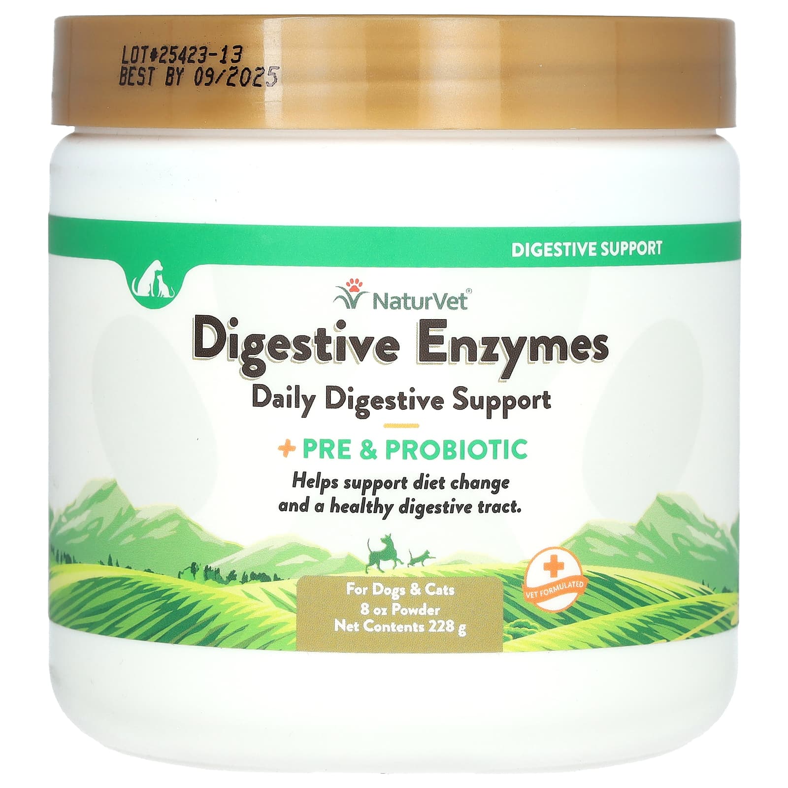 NaturVet, Digestive Enzymes + Pre & Probiotic, For Dogs & Cats, 8 oz (228 g) - Image 1