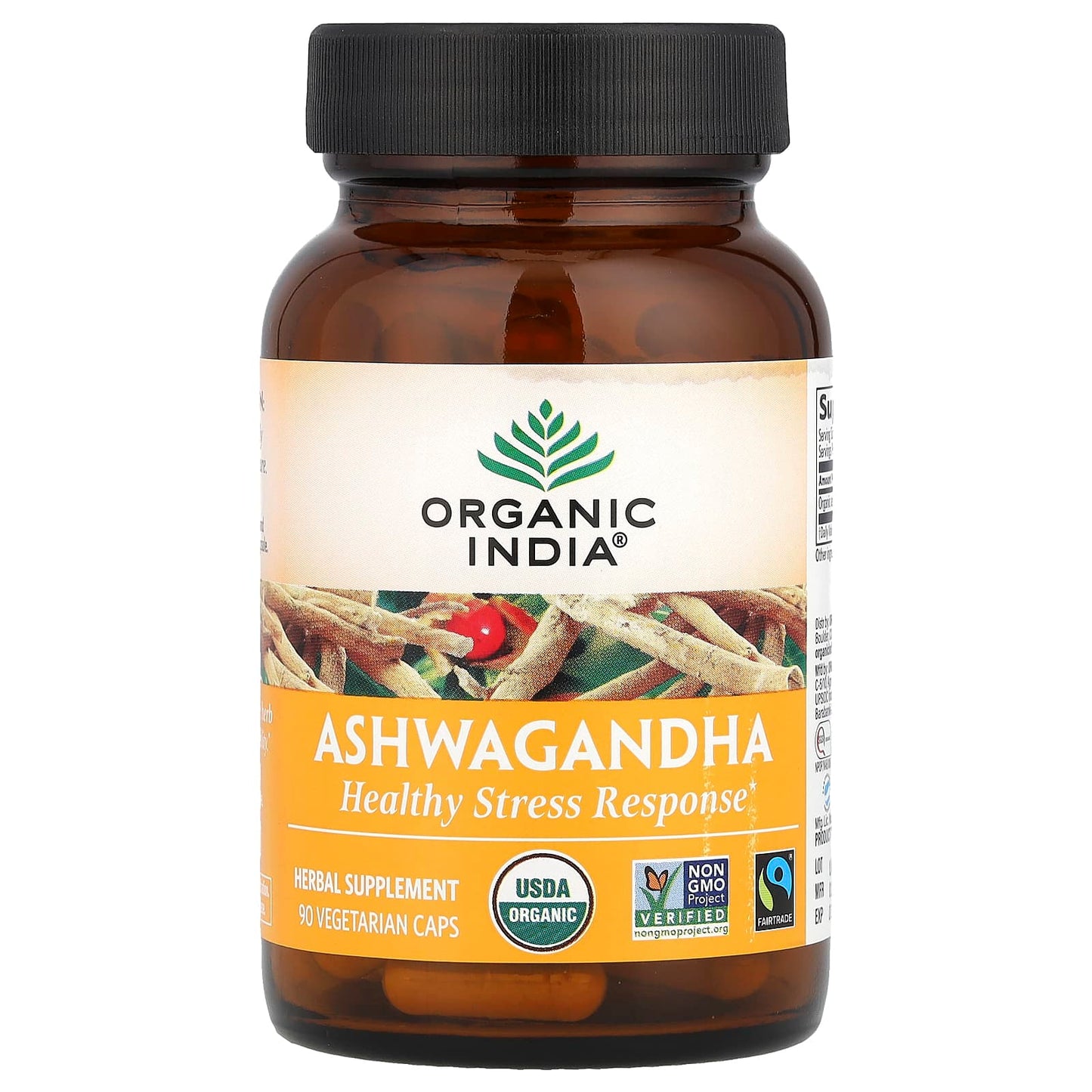 Organic India, Ashwagandha, 90 Vegetarian Caps (400 mg per Capsule) - Image 1