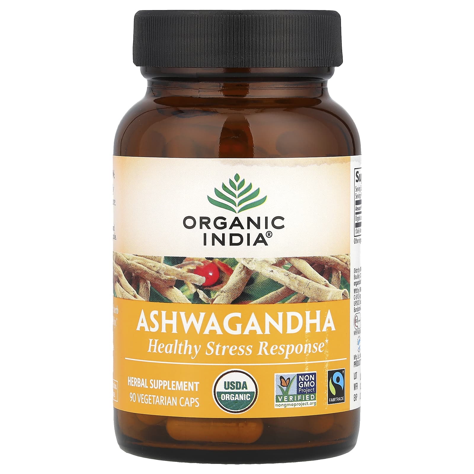 Organic India, Ashwagandha, 90 Vegetarian Caps (400 mg per Capsule) - Image 1