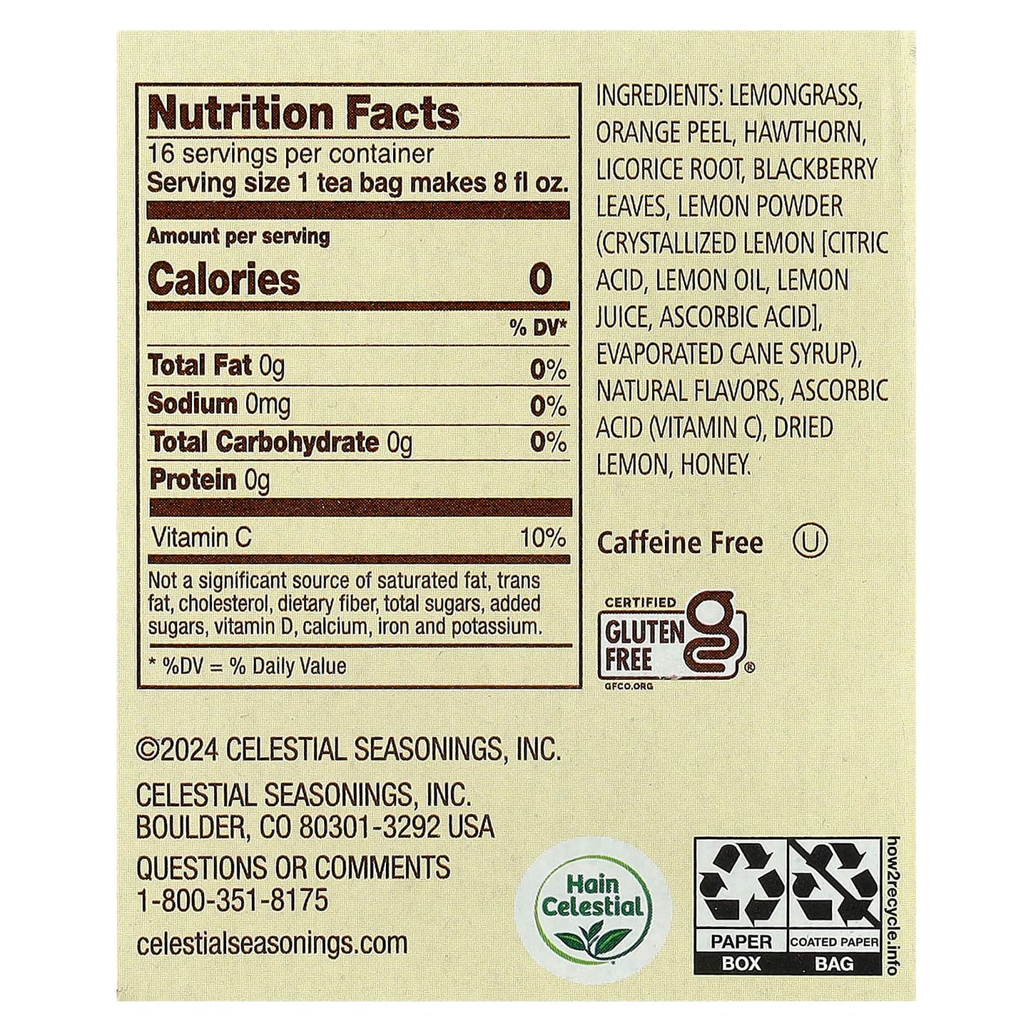 Celestial Seasonings Lemon Honey Drop Tea - Caffeine Free, 16 Tea Bags, 0.8 oz - Image 2