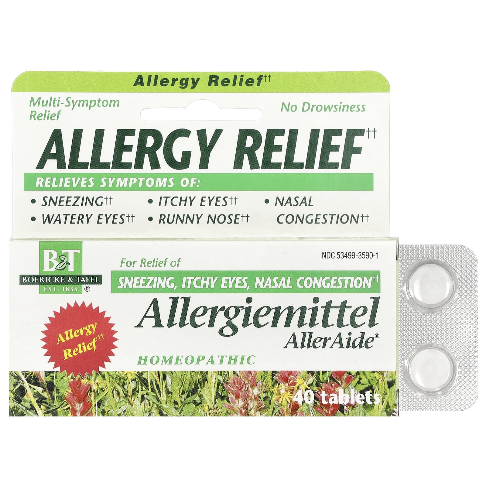 Homeopathic Allergy Relief with AllerAide - 40 Tablets by Boericke & Tafel - Image 1