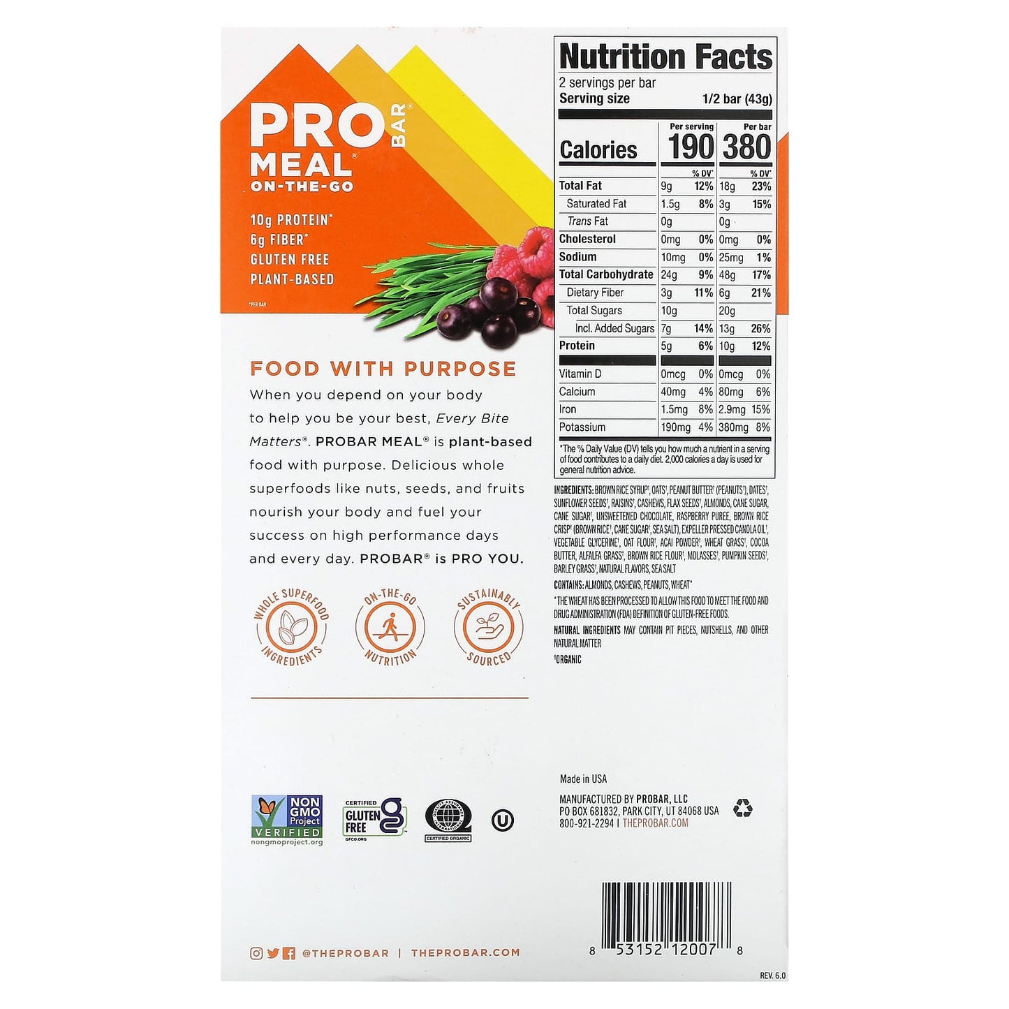 ProBar, Meal On-The-Go, Superfood Slam, 12 Bars, 3 oz (85 g) Each - Image 2