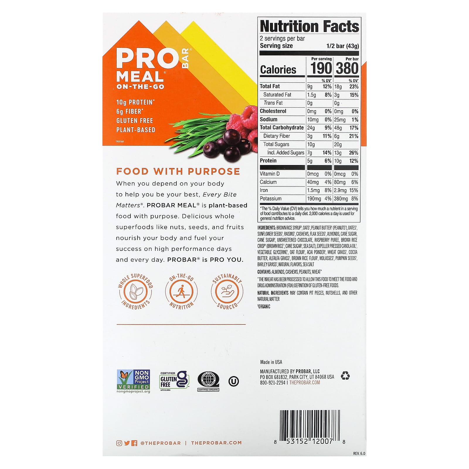 ProBar, Meal On-The-Go, Superfood Slam, 12 Bars, 3 oz (85 g) Each - Image 2
