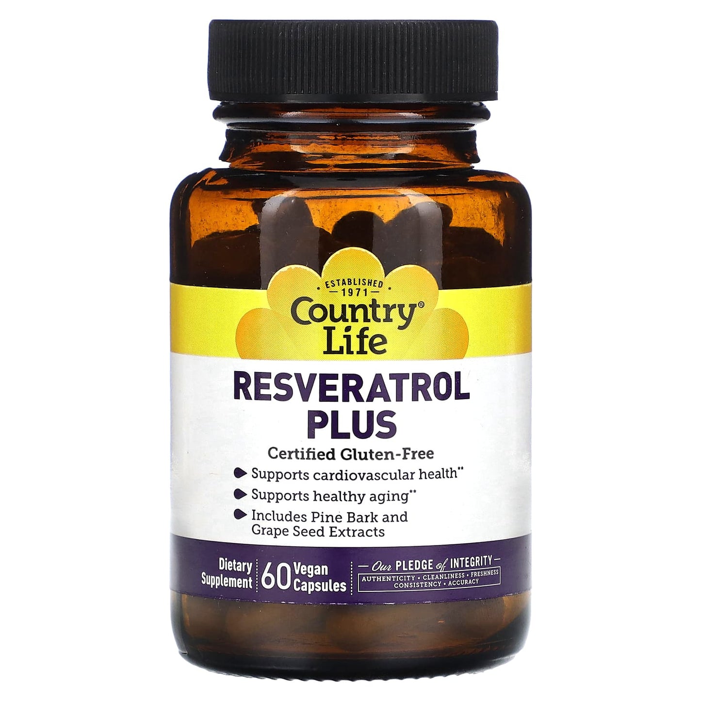 Country Life Resveratrol Plus 60 Vegan Capsules for Cardiovascular Health - Image 1