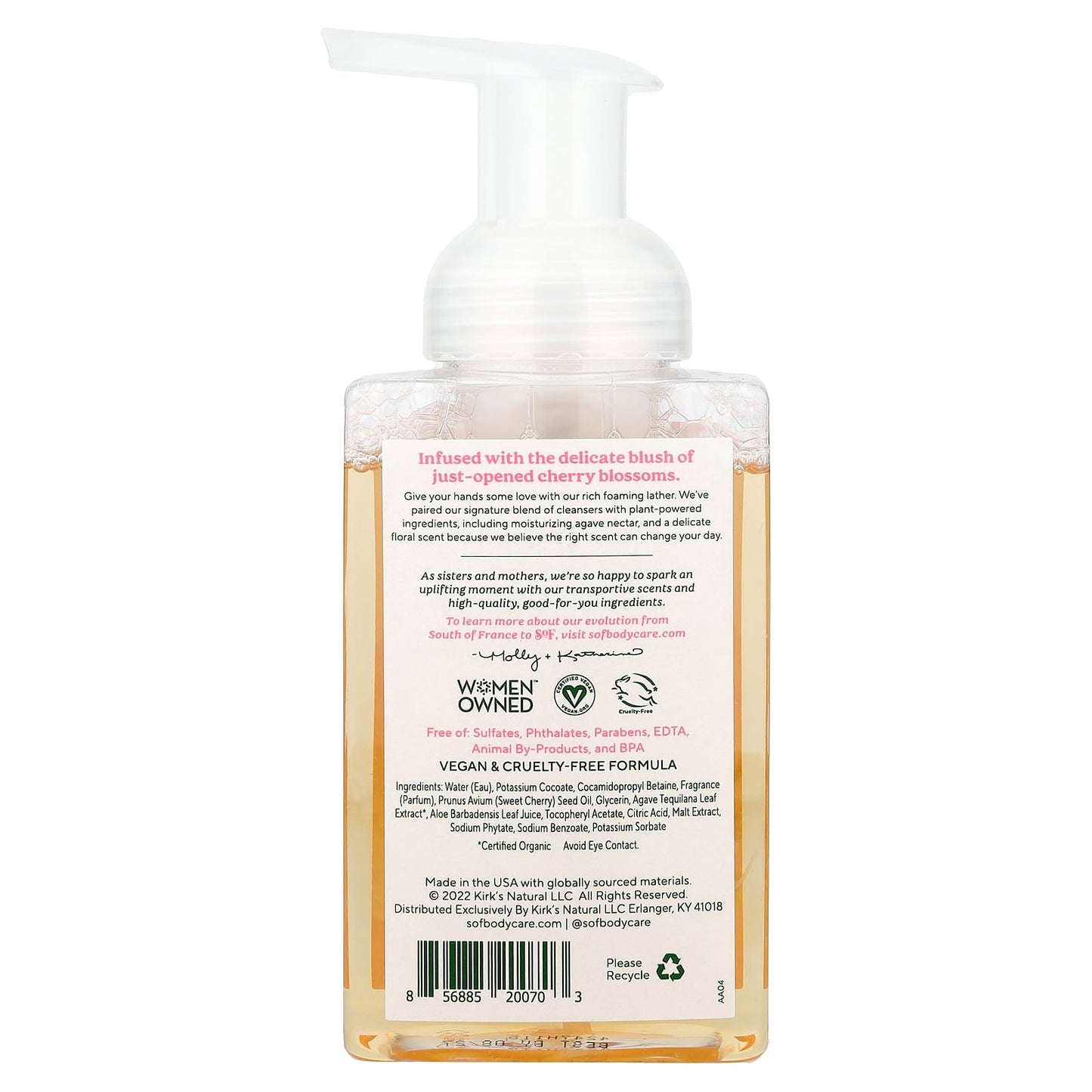 SoF, Hydrating Foaming Hand Wash with Agave Nectar, Cherry Blossom, 8 fl oz (236 ml) - Image 2