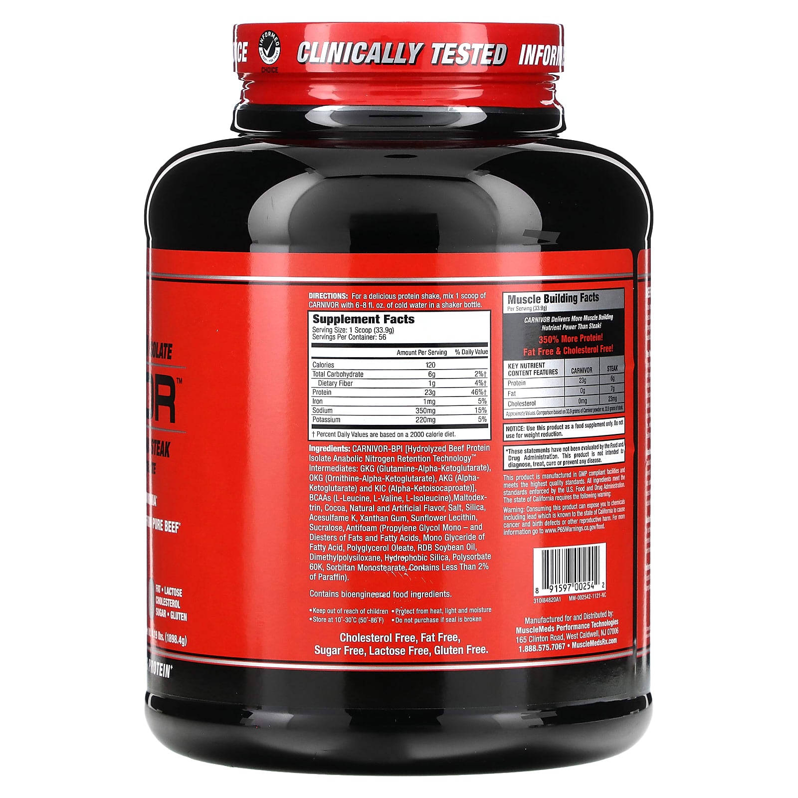 MuscleMeds, Carnivor, Bioengineered Beef Protein Isolate, Chocolate, 4.19 lbs (1898.4 g) - Image 2
