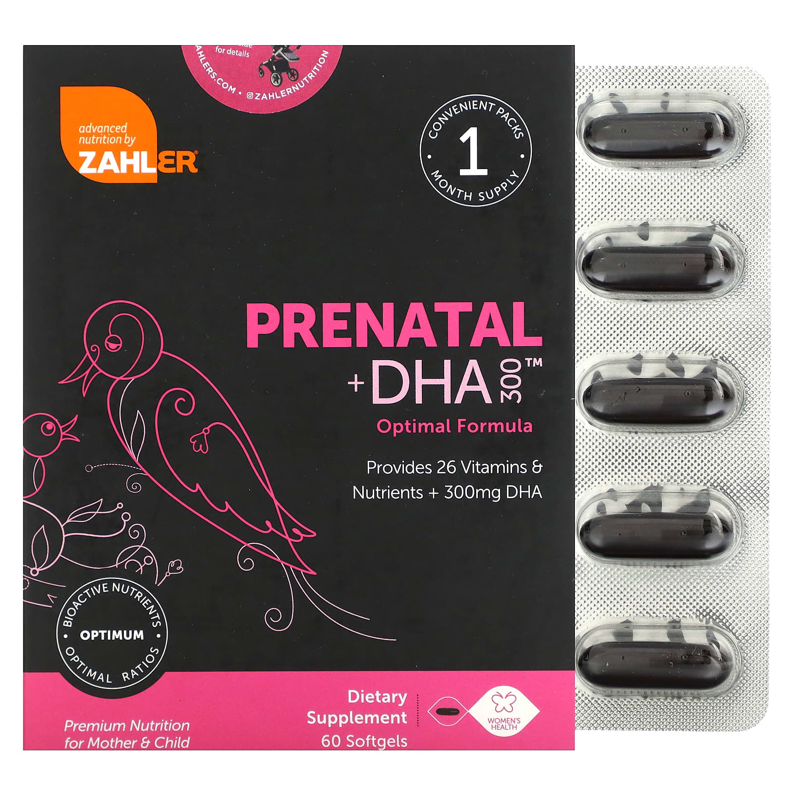 Zahler, Prenatal + DHA 300 Optimal Formula, 60 Softgels - Image 1