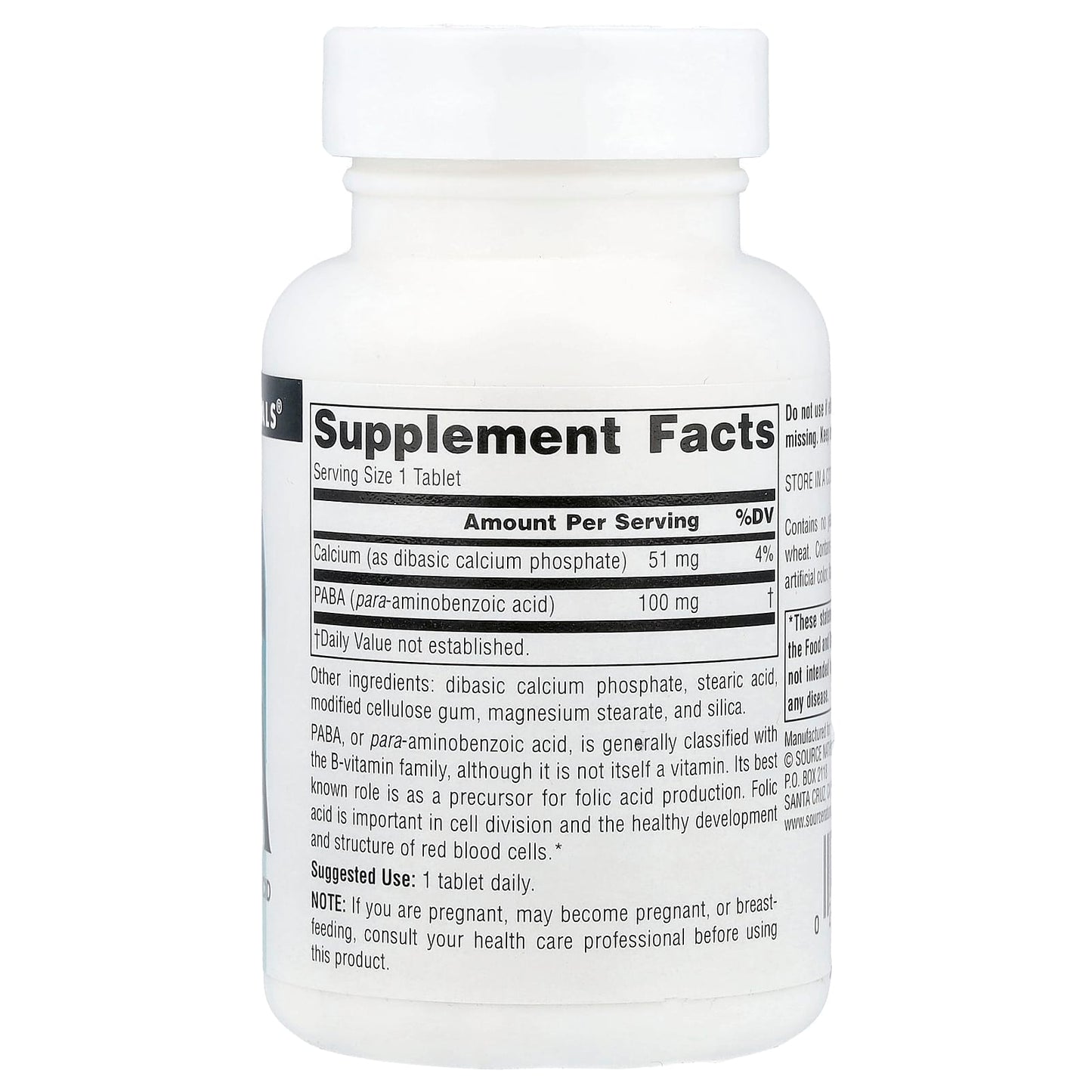 Source Naturals, PABA, 100 mg, 250 Tablets - Image 2