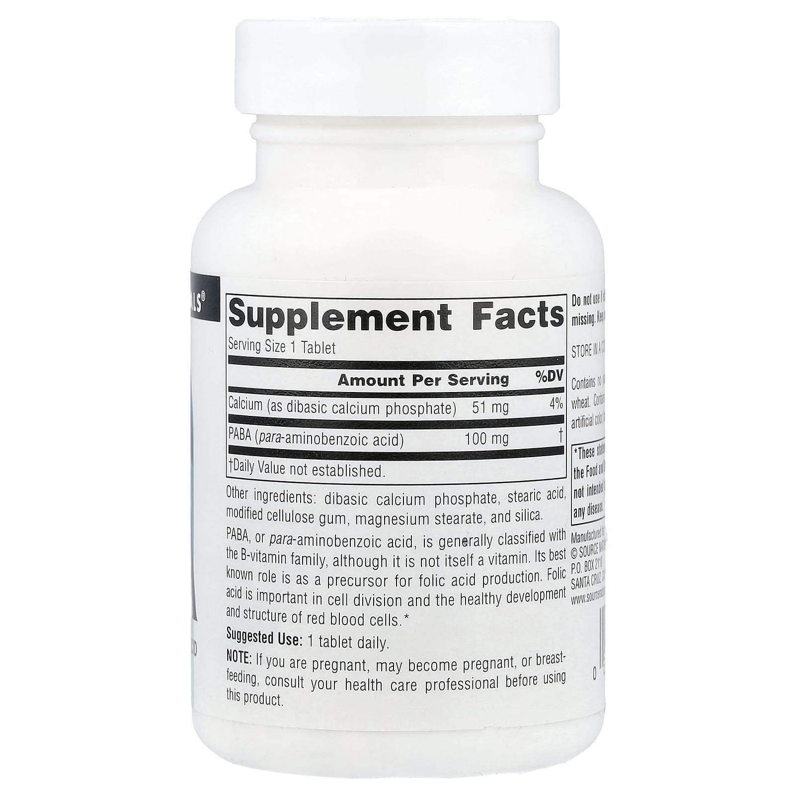 Source Naturals, PABA, 100 mg, 250 Tablets - Image 2