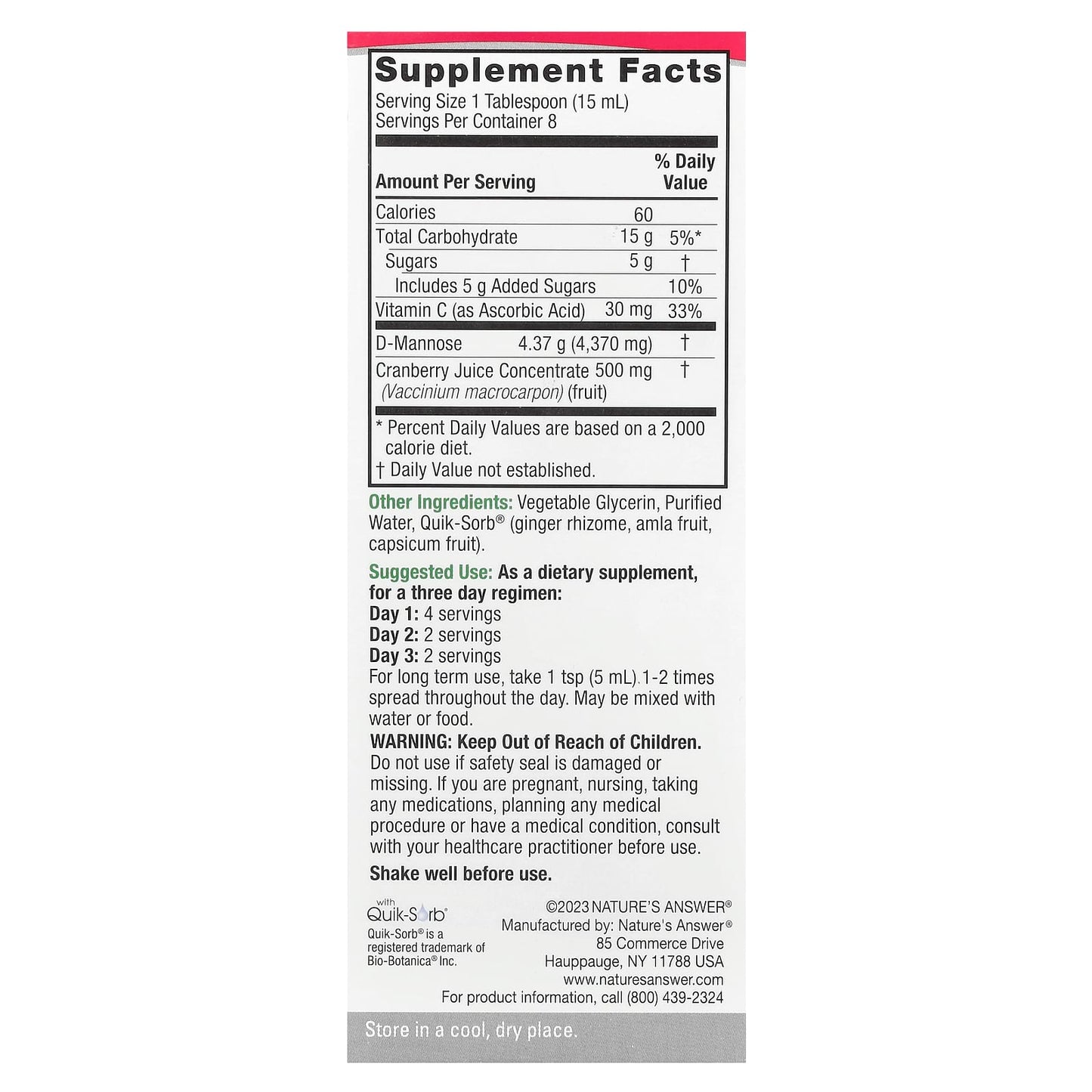 Nature's Answer, UT Answer®, D-Mannose & Cranberry Concentrate, 4 fl oz (120 ml) - Image 2
