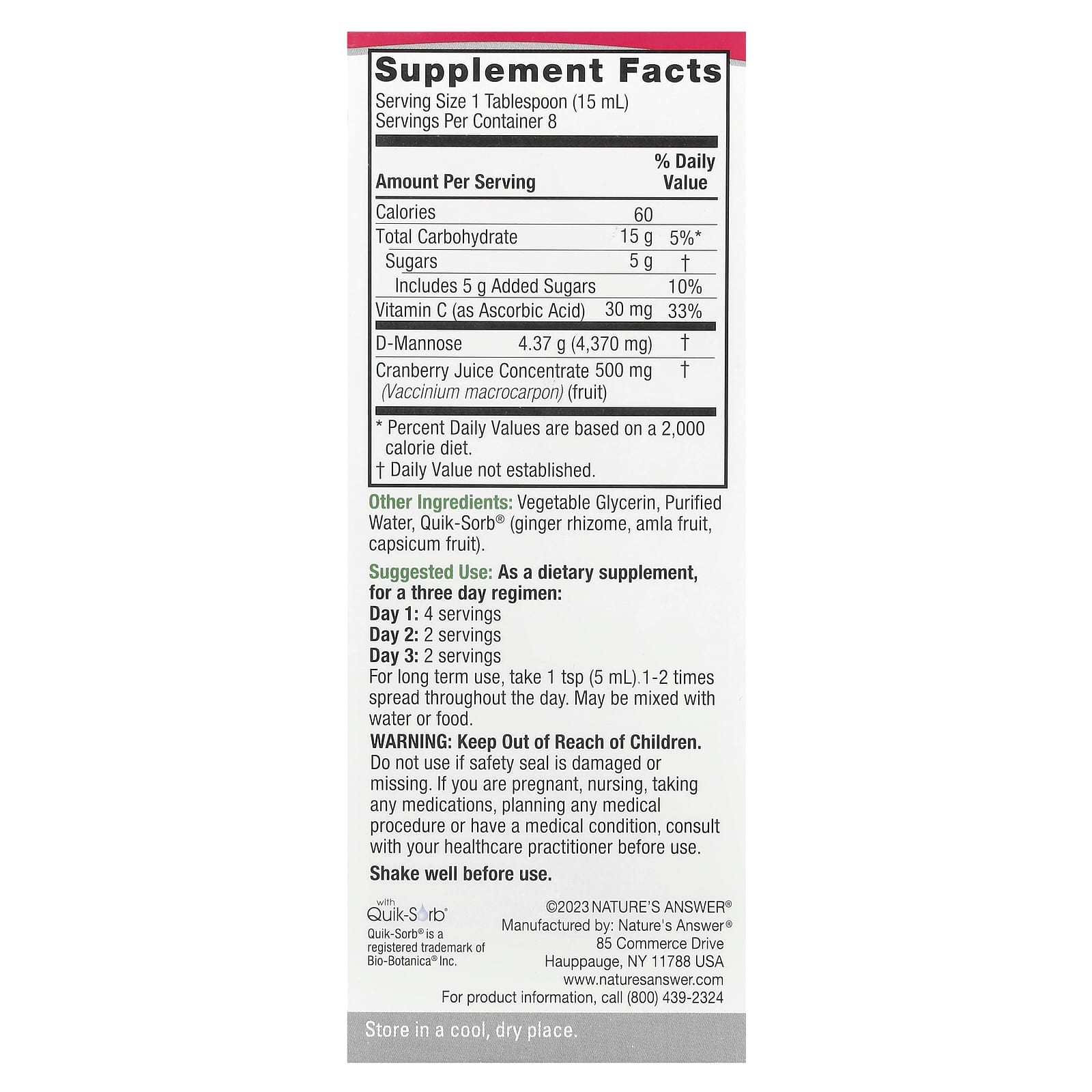 Nature's Answer, UT Answer®, D-Mannose & Cranberry Concentrate, 4 fl oz (120 ml) - Image 2