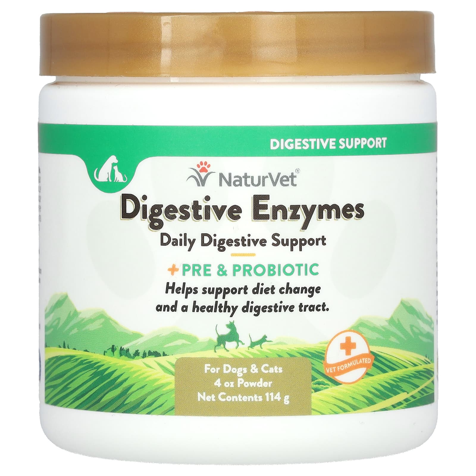 NaturVet, Digestive Enzymes + Pre & Probiotic, For Dogs & Cats, 4 oz (114 g) - Image 1