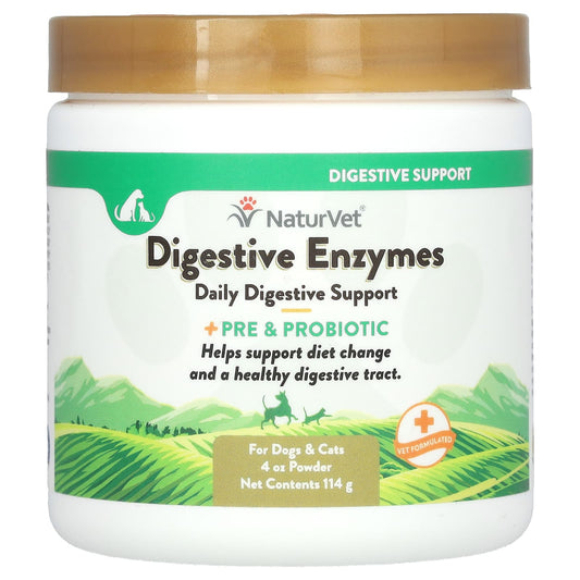 NaturVet, Digestive Enzymes + Pre & Probiotic, For Dogs & Cats, 4 oz (114 g) - Image 1