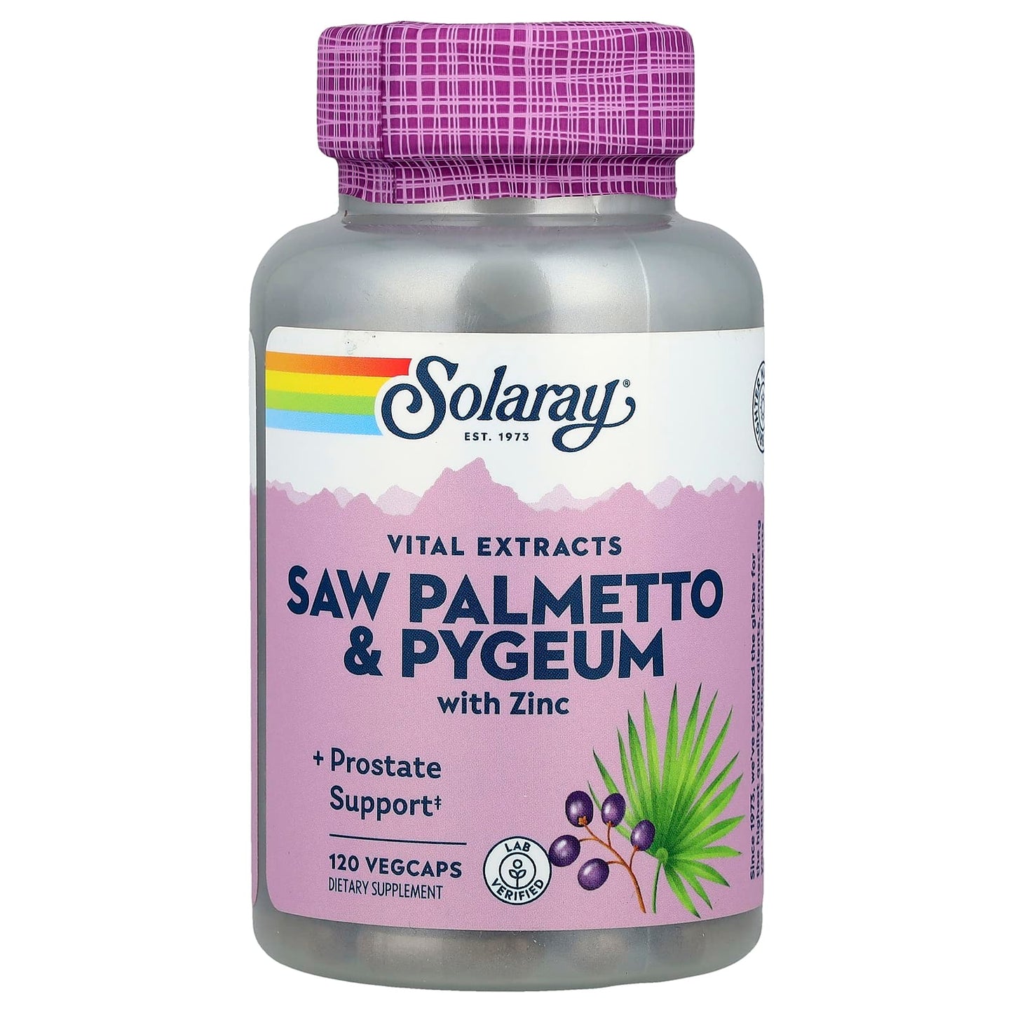 Solaray, Vital Extracts, Saw Palmetto & Pygeum with Zinc, 120 VegCaps - Image 1