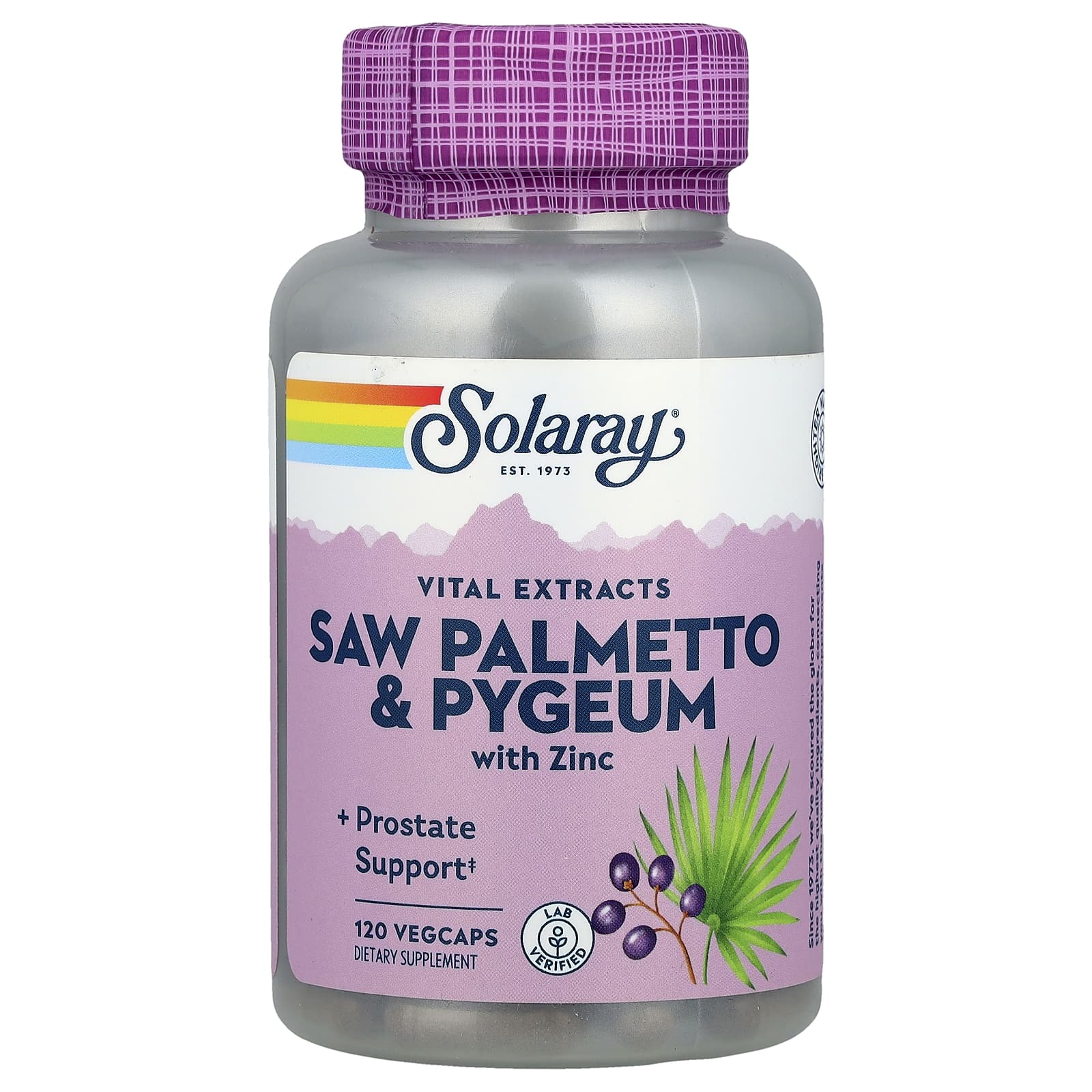 Solaray, Vital Extracts, Saw Palmetto & Pygeum with Zinc, 120 VegCaps - Image 1
