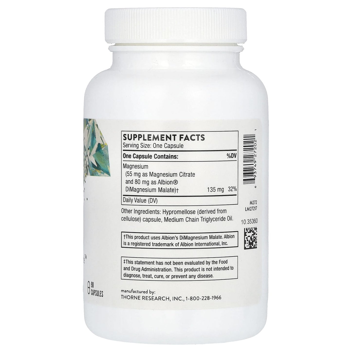 Thorne, Magnesium CitraMate, 90 Capsules (135 mg per Capsule) - Image 2