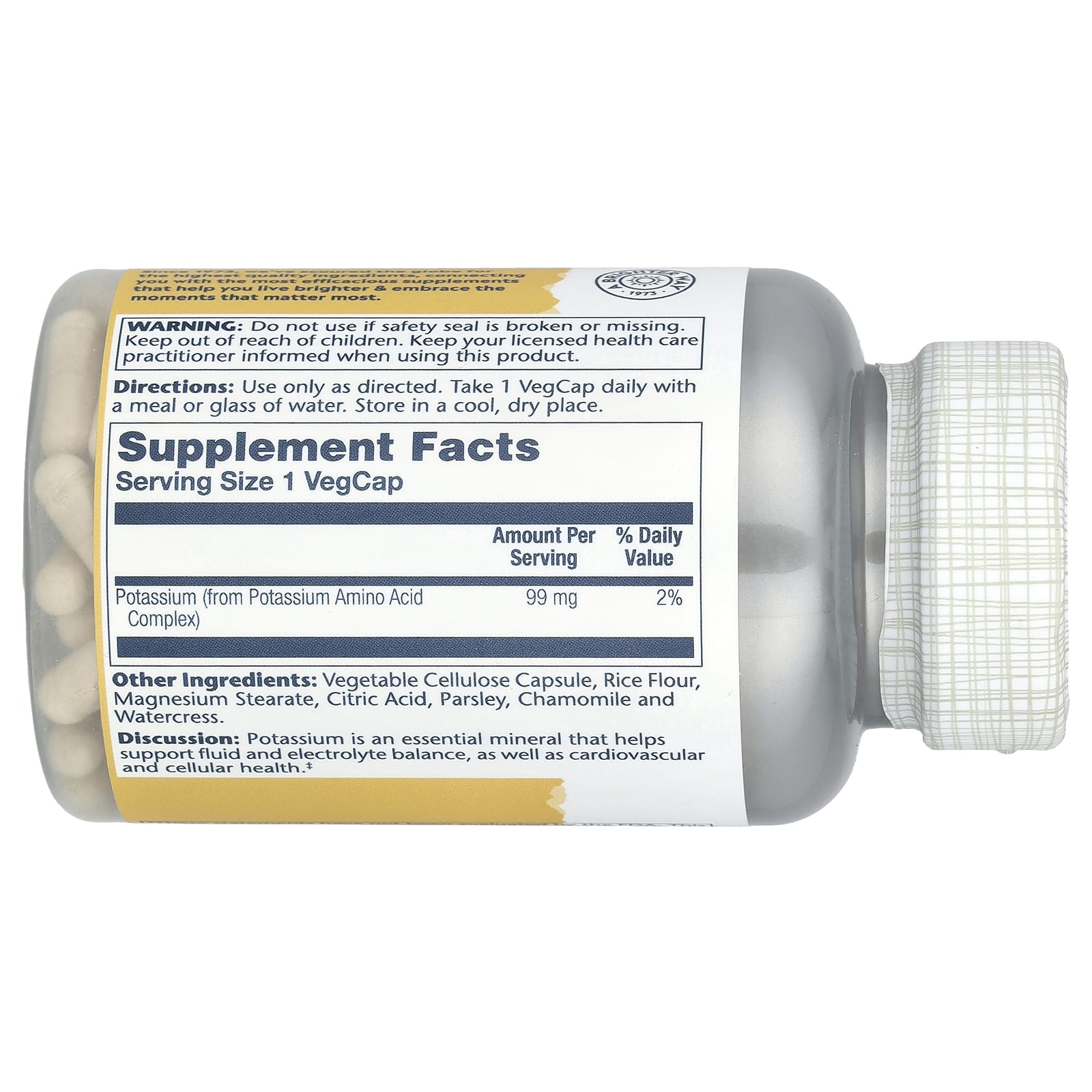 Solaray, Potassium, 99 mg, 200 VegCaps - Image 2