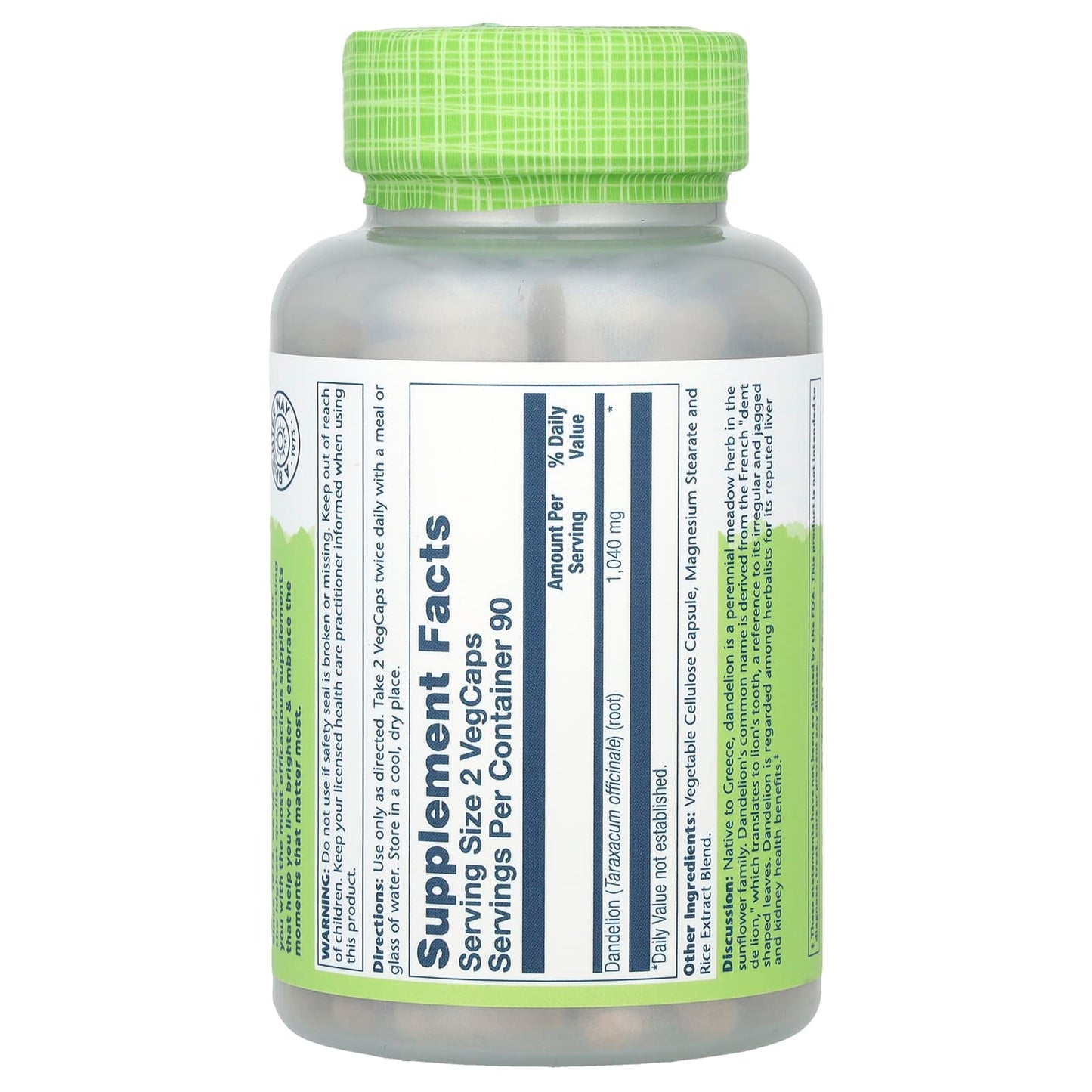 Solaray, True Herbs, Dandelion, 180 VegCaps (520 mg per Capsule) - Image 2