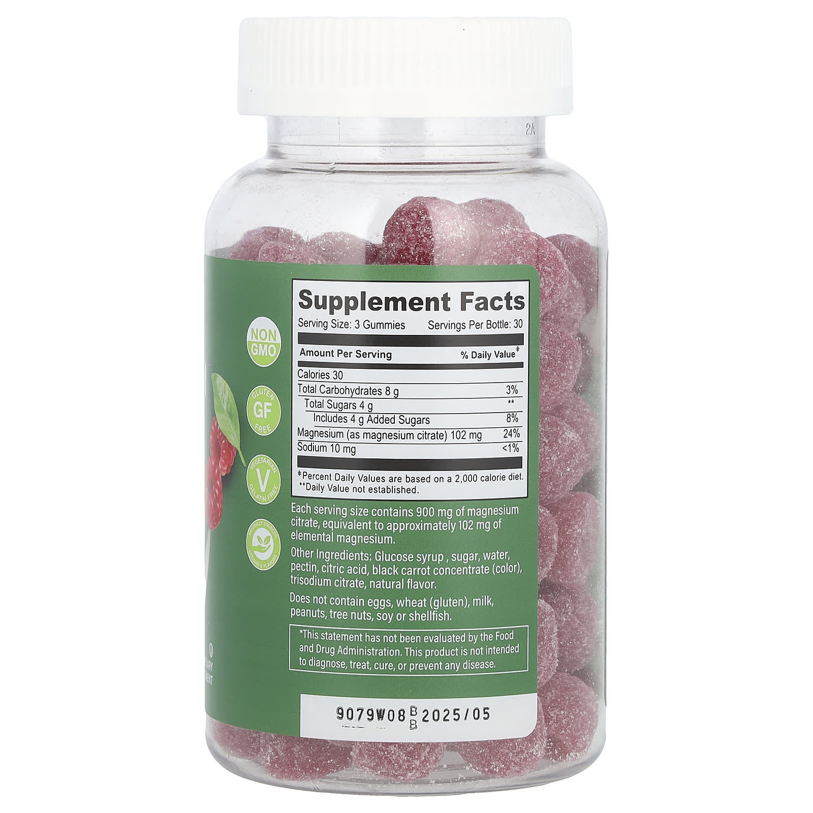 YumVs, Magnesium Citrate, Raspberry, 90 Gummies (300 mg per Gummy) - Image 2