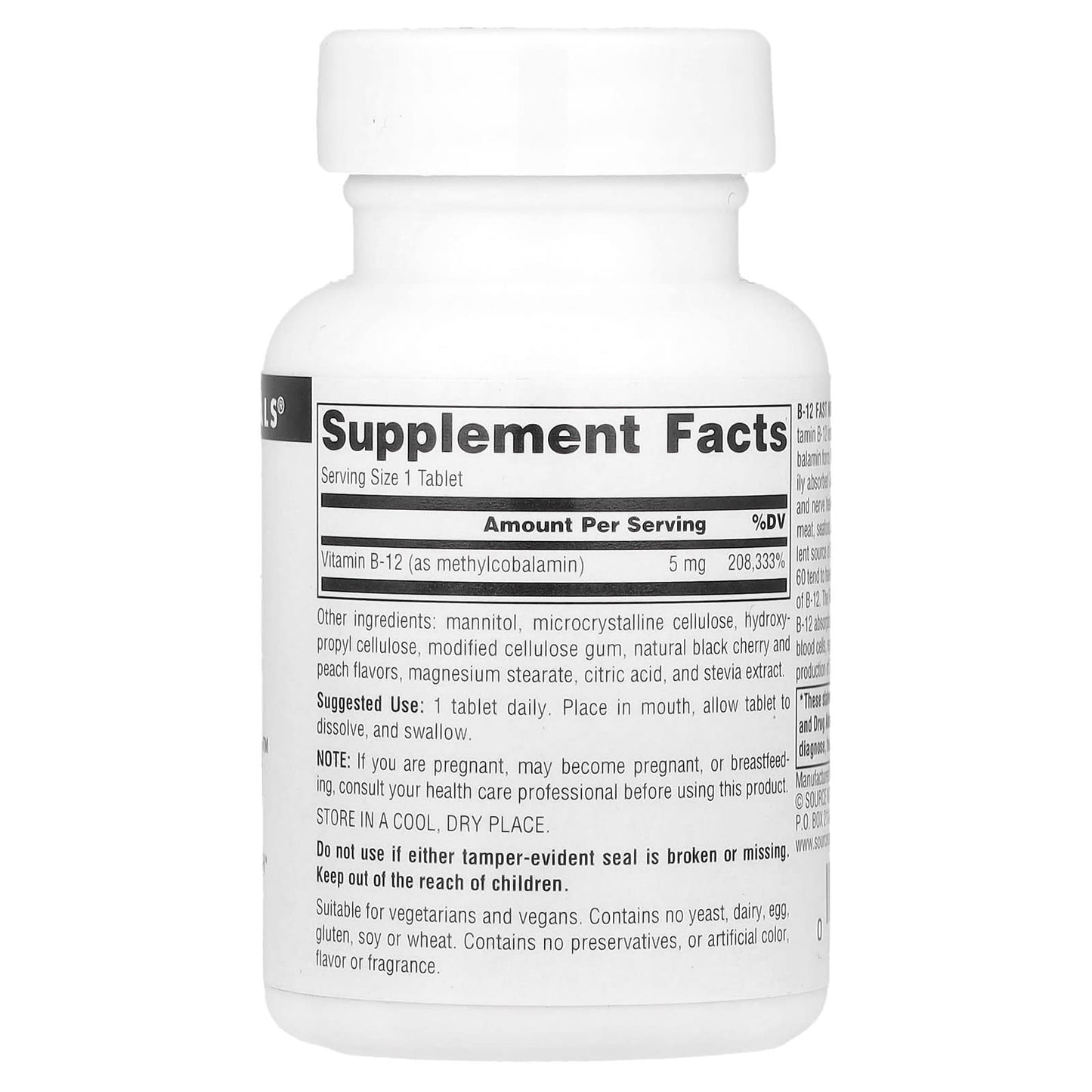 Source Naturals, B-12 Fast Melt™, 5 mg, 60 Tablets - Image 2