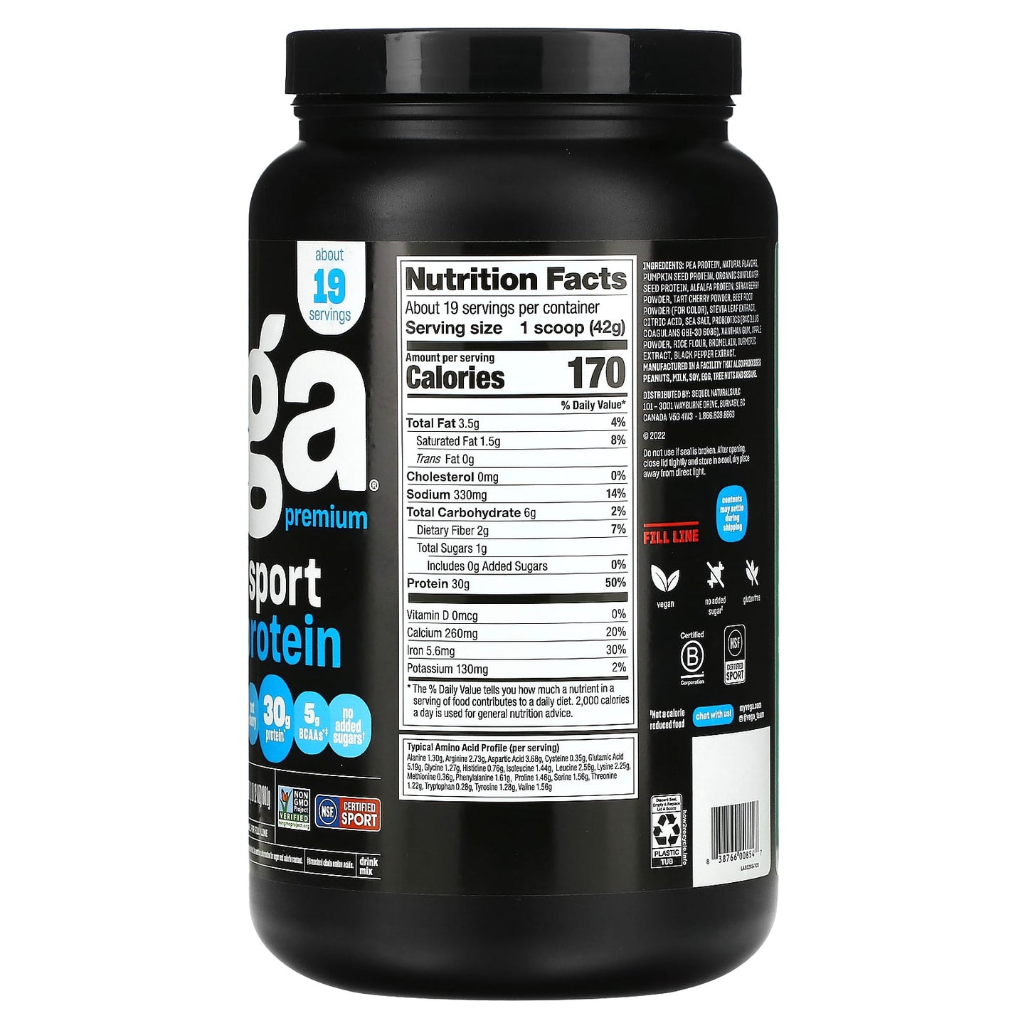 Vega, Sport, Plant-Based Premium Protein, Berry, 1 lb 12 oz  (801 g) - Image 2