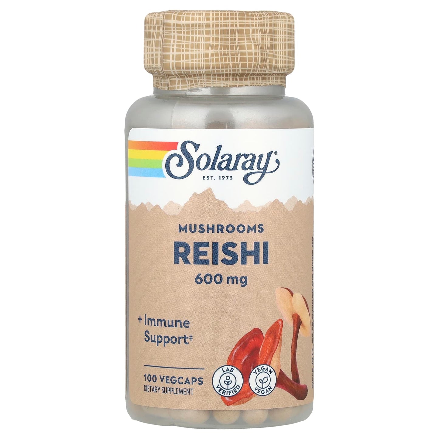 Solaray, Reishi Mushrooms, 600 mg, 100 VegCaps - Image 1