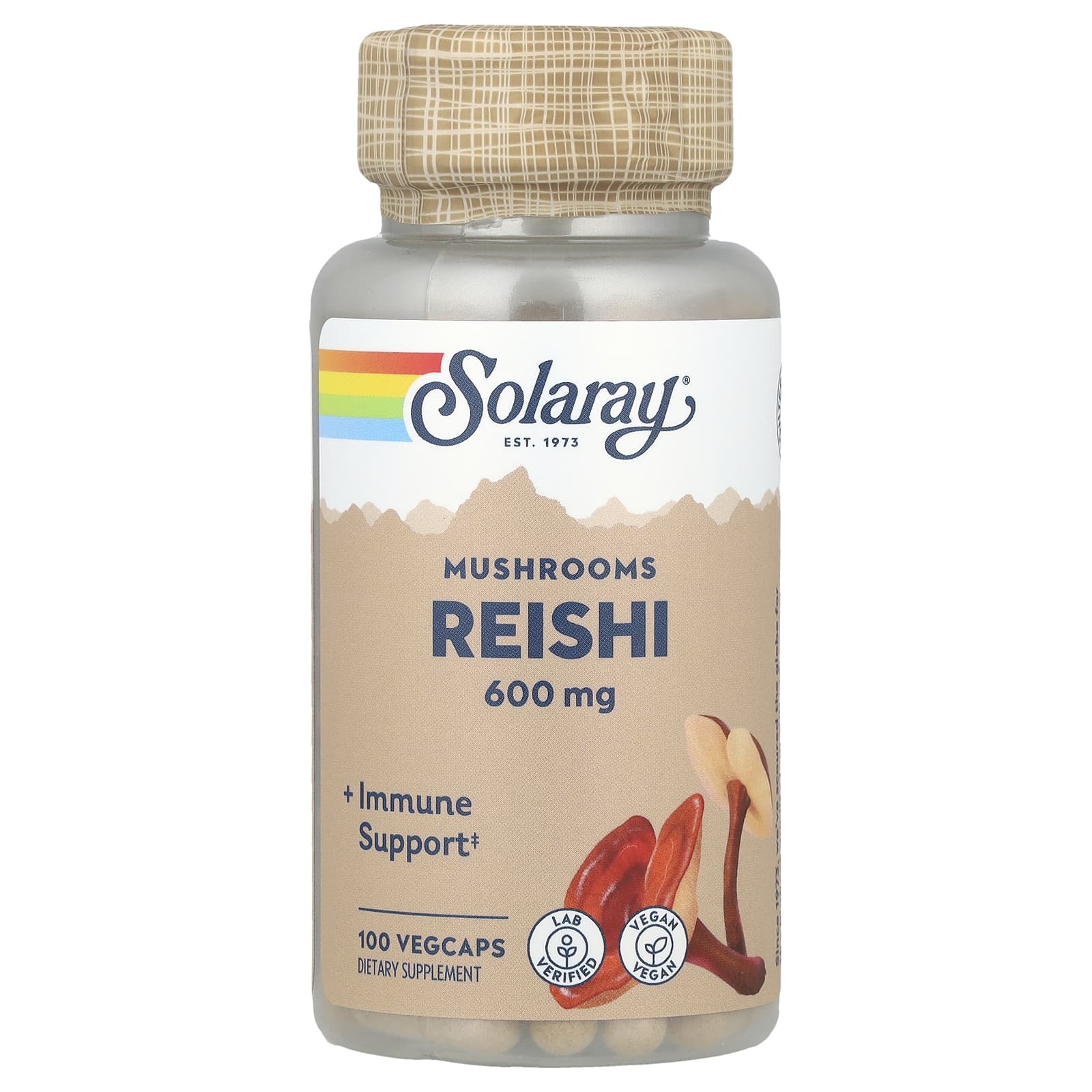 Solaray, Reishi Mushrooms, 600 mg, 100 VegCaps - Image 1
