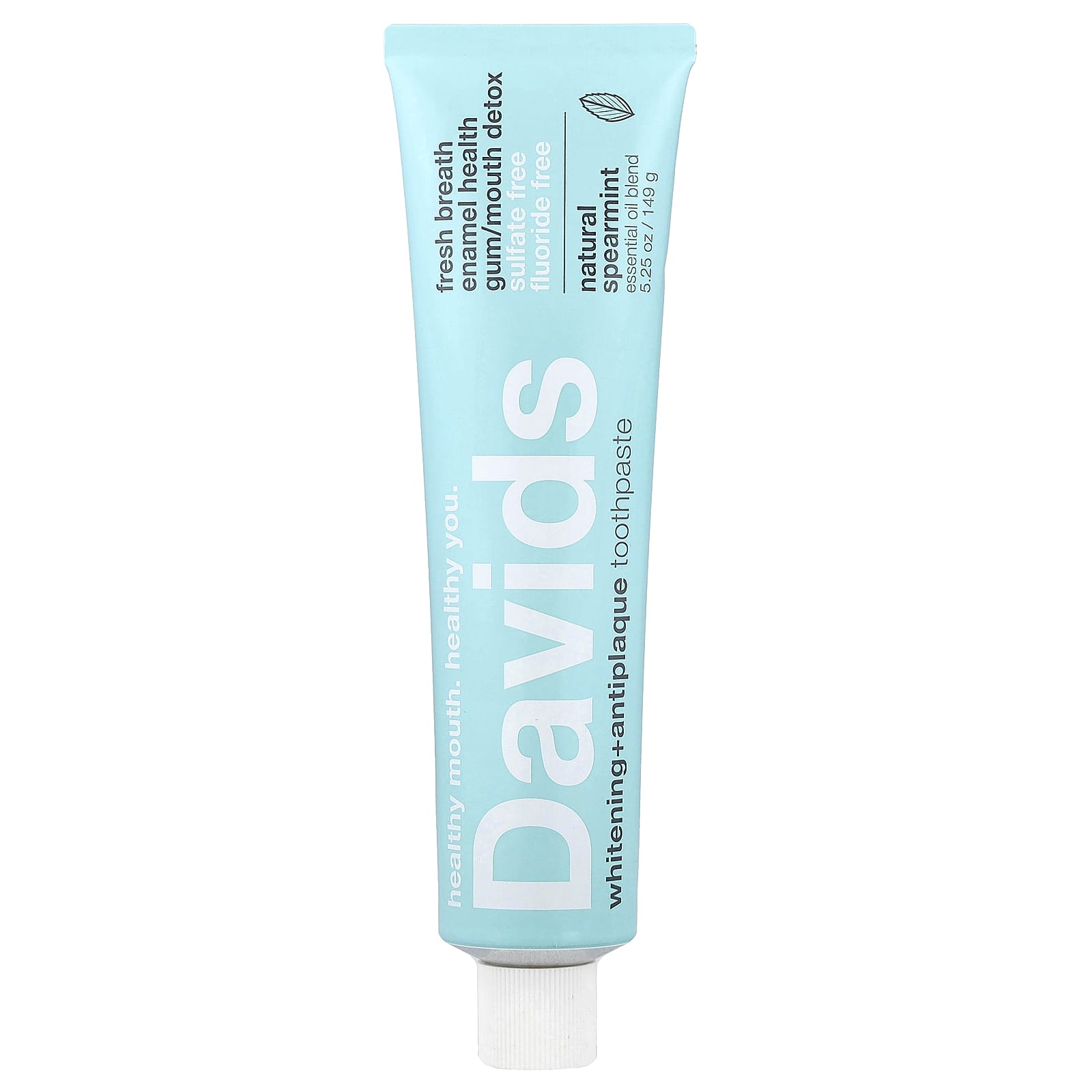 Natural Whitening Toothpaste by Davids - Spearmint Fresh Breath - Image 1