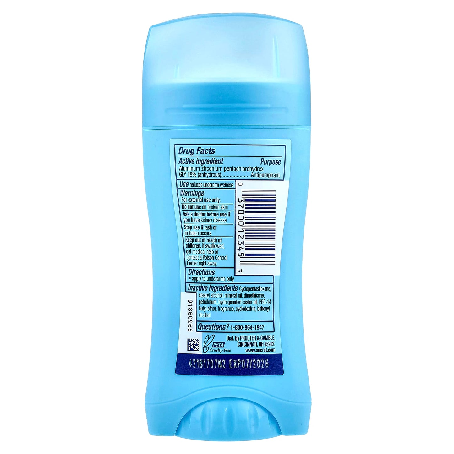 Secret, pH Balanced Invisible Solid, Antiperspirant/Deodorant, Shower Fresh, 2 Pack, 2.6 oz (73 g) Each - Image 2