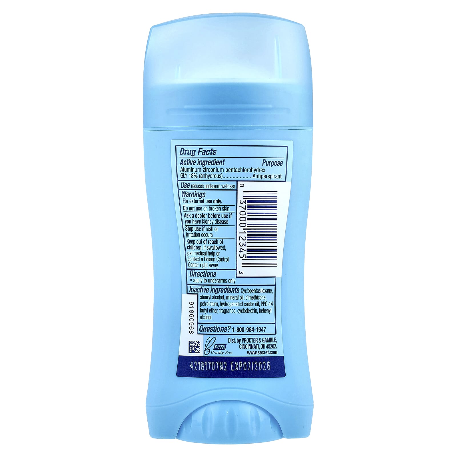Secret, pH Balanced Invisible Solid, Antiperspirant/Deodorant, Shower Fresh, 2 Pack, 2.6 oz (73 g) Each - Image 2